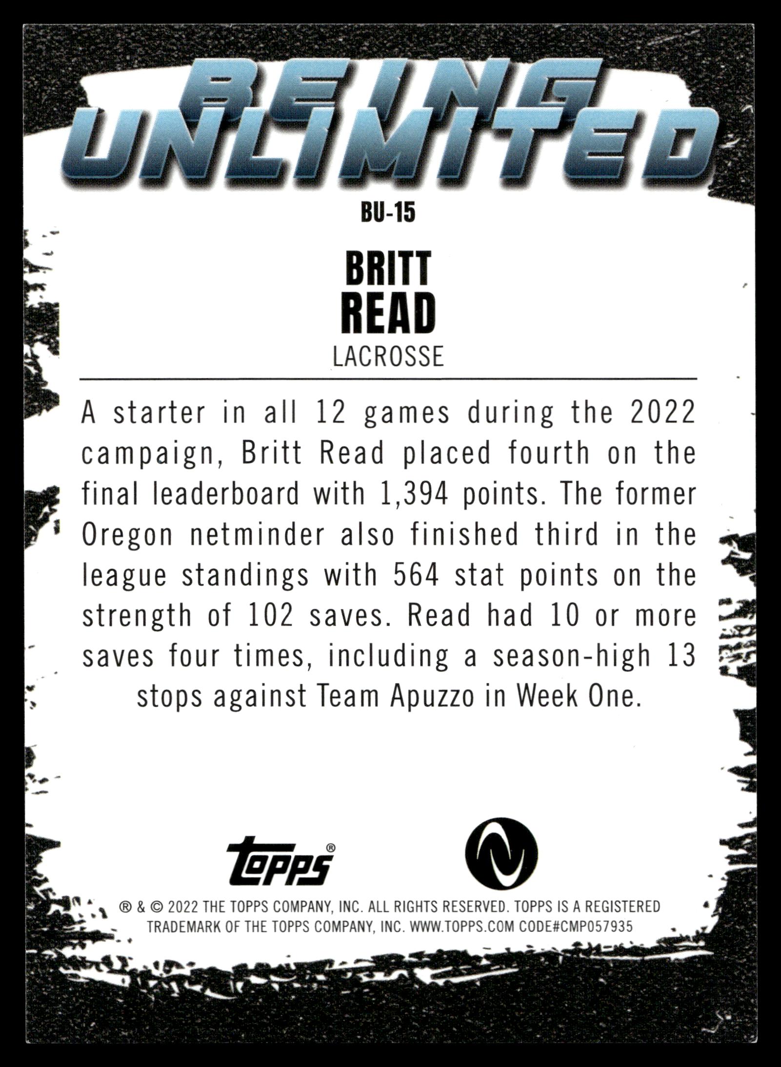 Britt Read 2022 Topps Athletes Unlimited Being Unlimited #BU-15