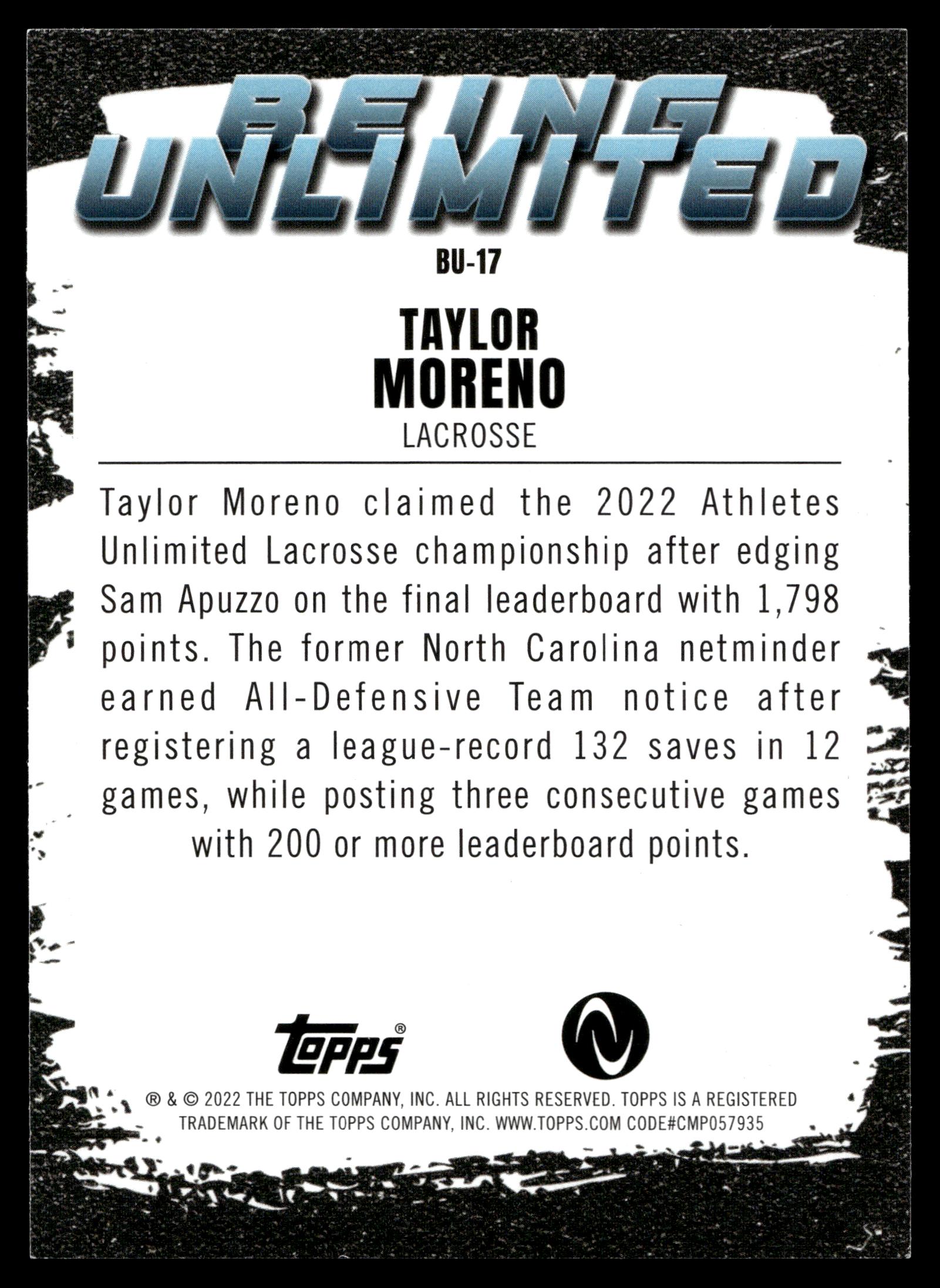 Taylor Moreno 2022 Topps Athletes Unlimited Being Unlimited #BU-17