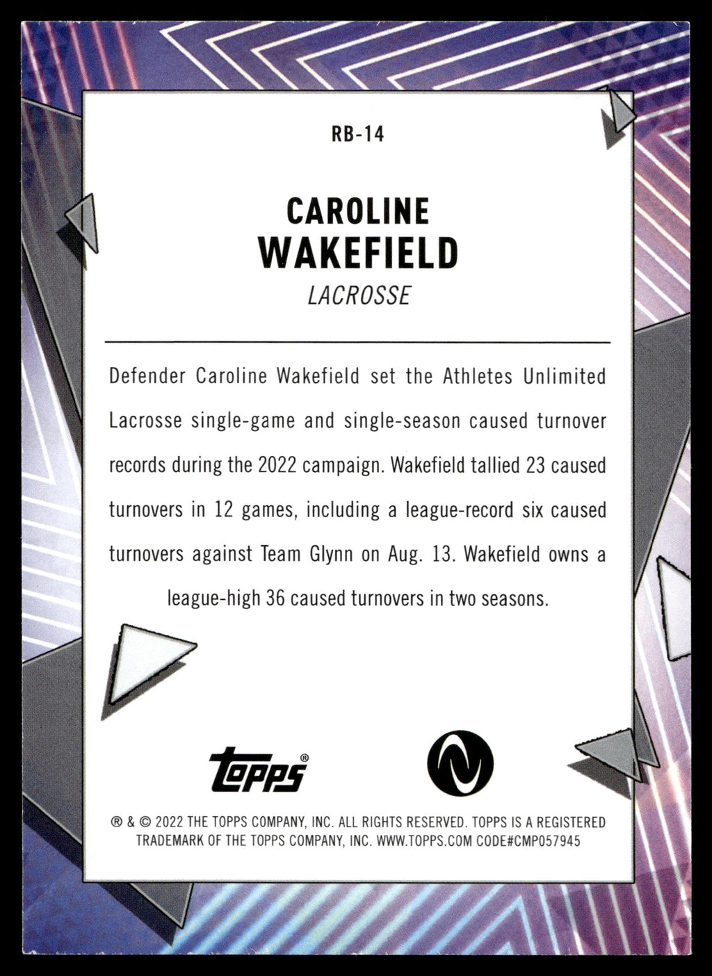 Caroline Wakefield 2022 Topps Athletes Unlimited Record Breakers #RB-14