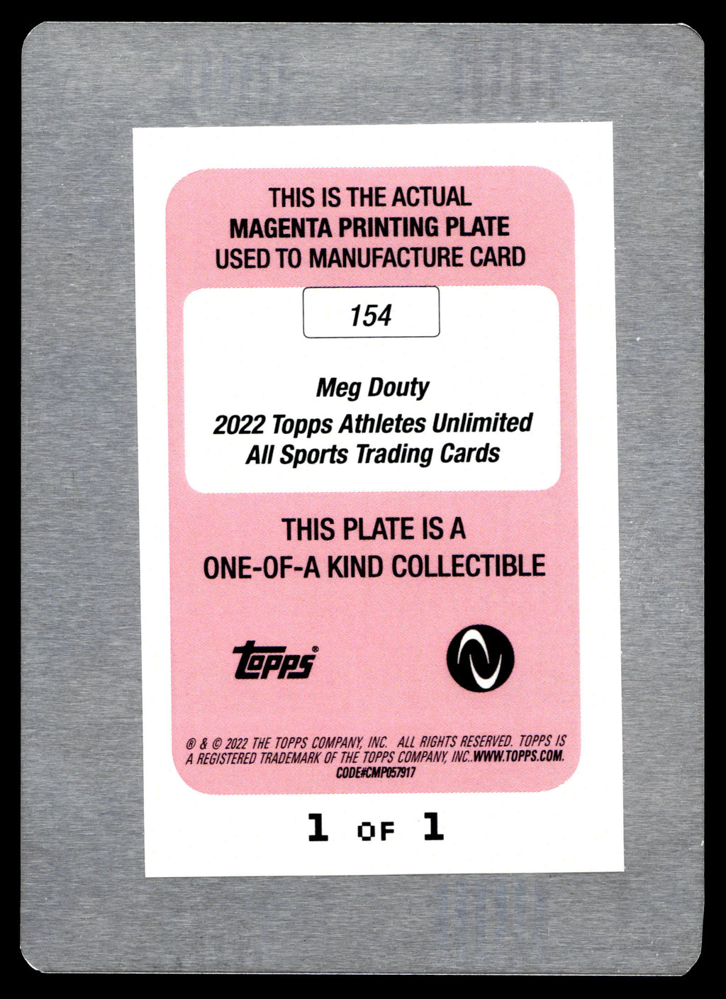 Meg Douty 2022 Topps Athletes Unlimited Printing Plate Magenta 1/1 #154