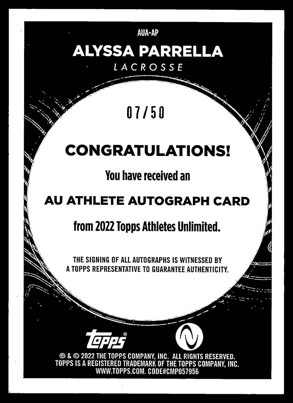 Alyssa Parrella 2022 Topps Athletes Unlimited Auto Rainbow Foilboard #AUA-AP