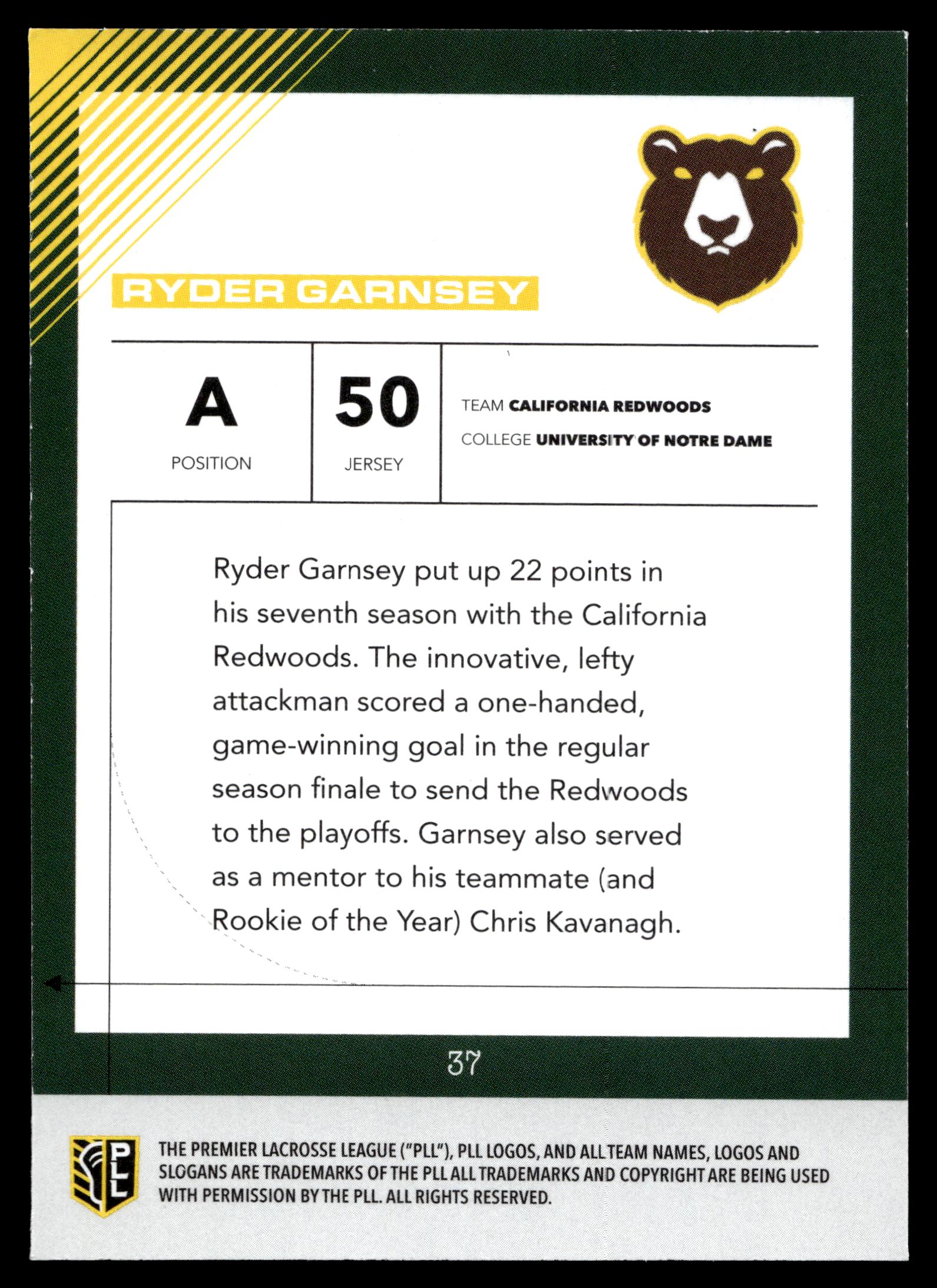 Ryder Garnsey 2026 PLL Fieldside II California Redwoods Matte Finish #37