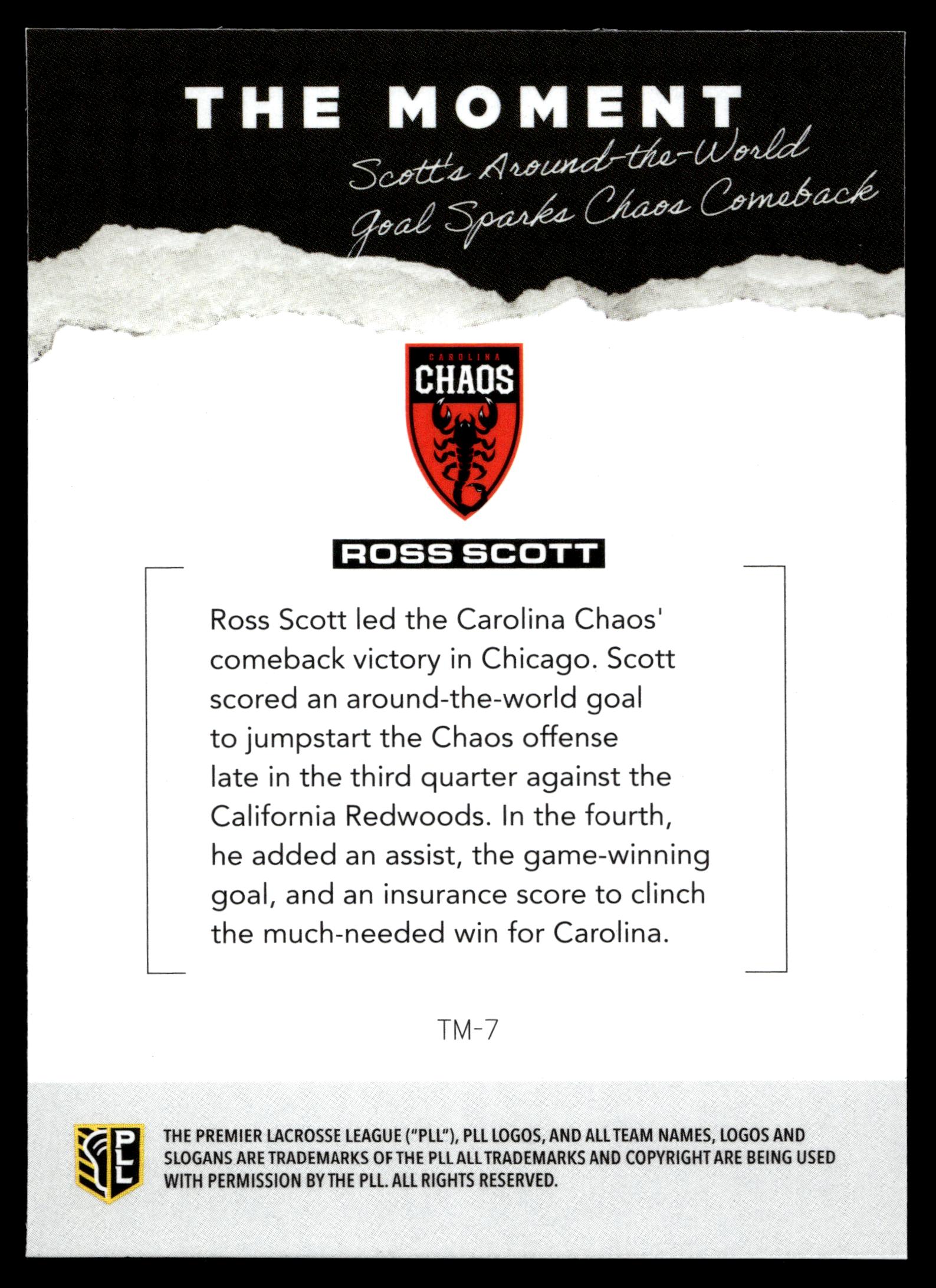 Ross Scott 2026 PLL Fieldside II Carolina Chaos The Moment #TM-7
