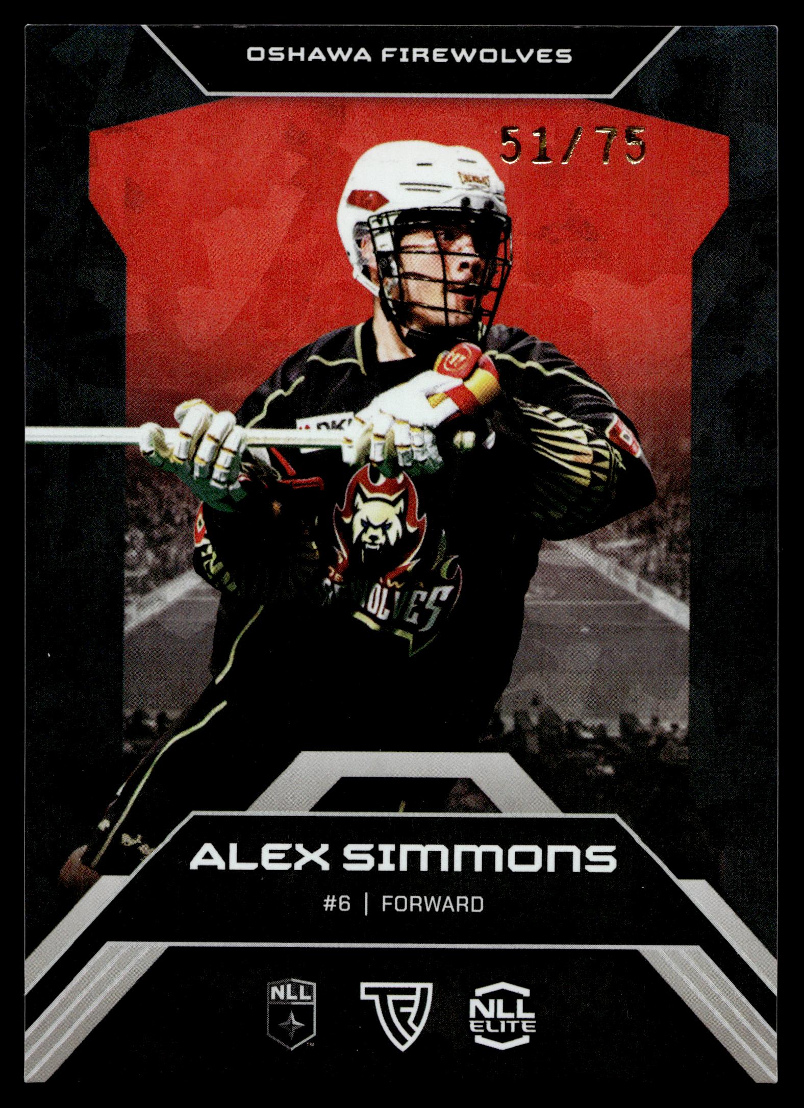 Alex Simmons 2026 TFL NLL ELITE Oshawa Firewolves Home Floor 51/75 #E7