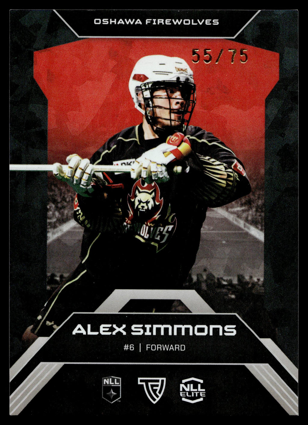 Alex Simmons 2026 TFL NLL ELITE Oshawa Firewolves Home Floor 55/75 #E7
