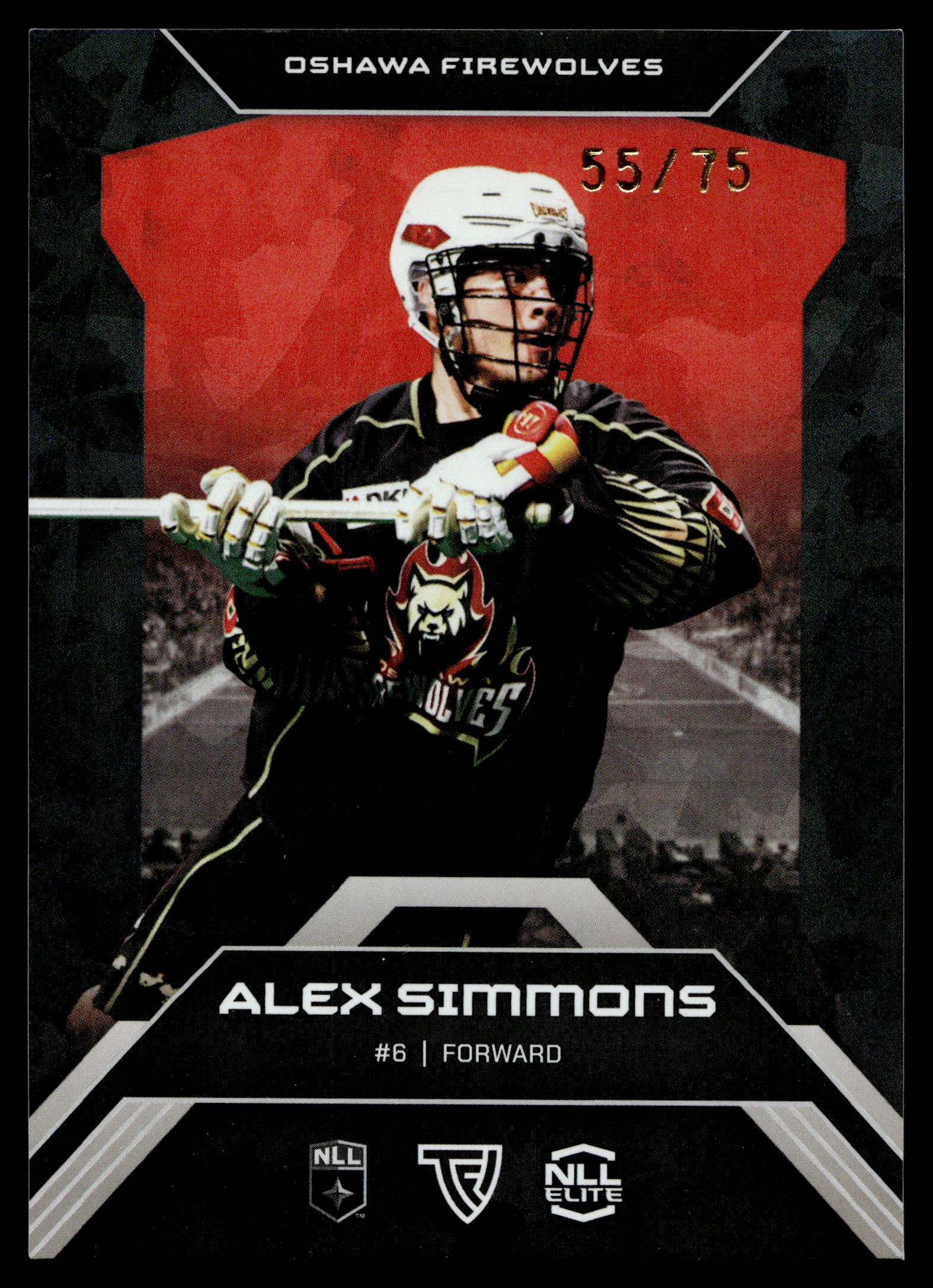 Alex Simmons 2026 TFL NLL ELITE Oshawa Firewolves Home Floor 55/75 #E7