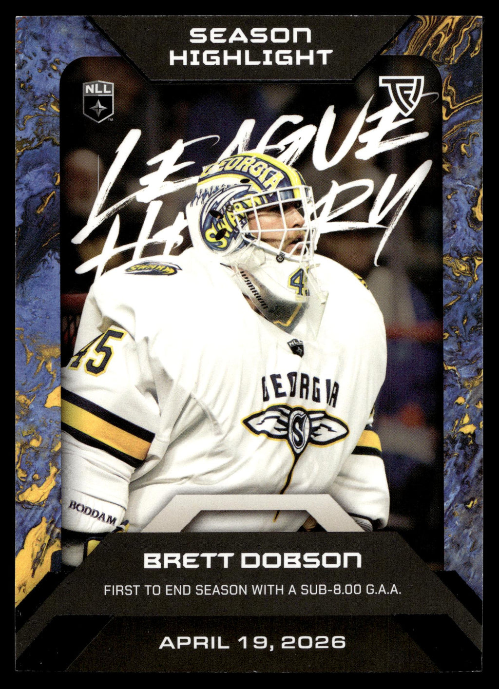 Brett Dobson 2026 TFL NLL Elite Georgia Swarm Color Match #E42