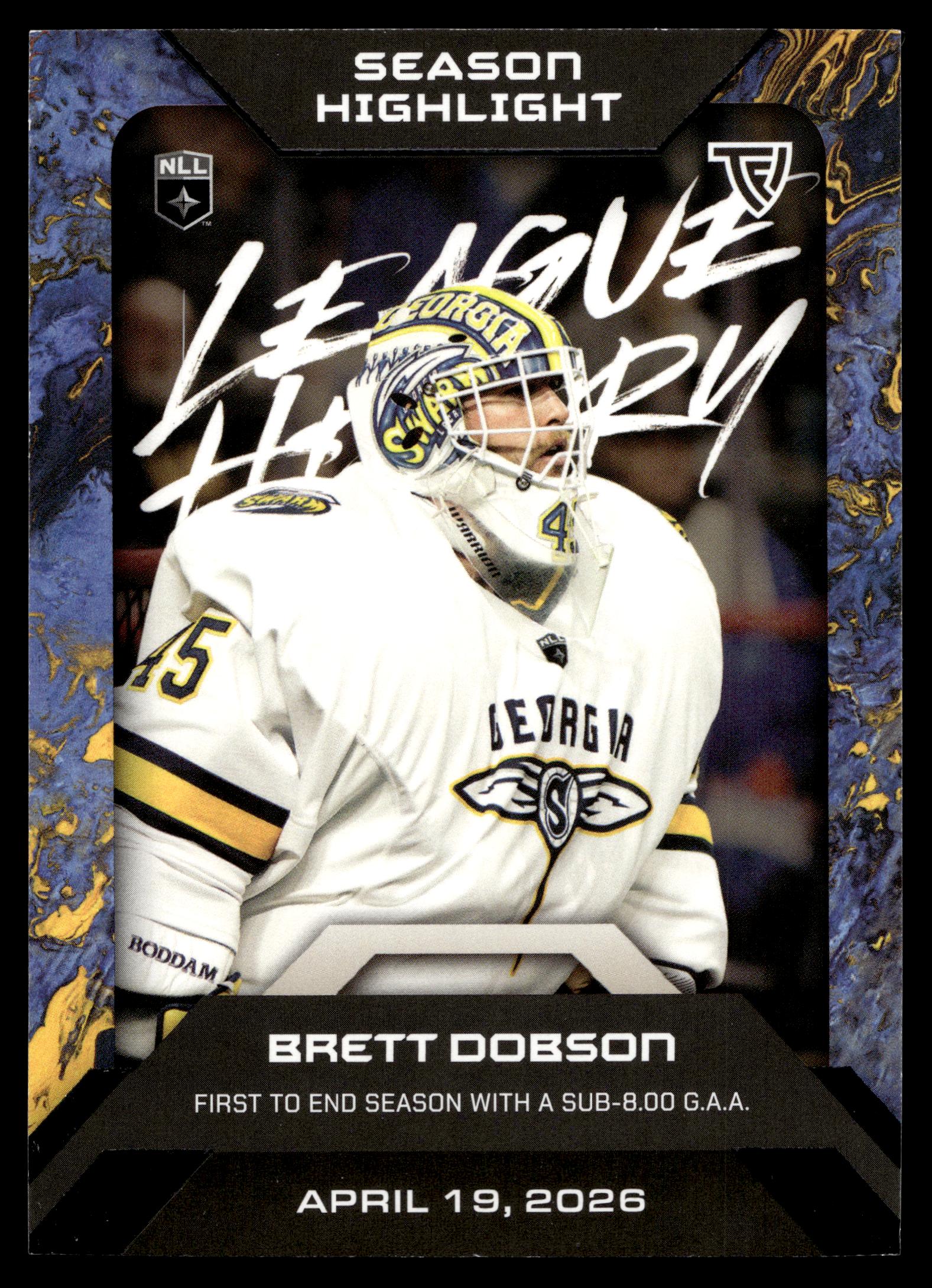 Brett Dobson 2026 TFL NLL Elite Georgia Swarm Color Match #E42