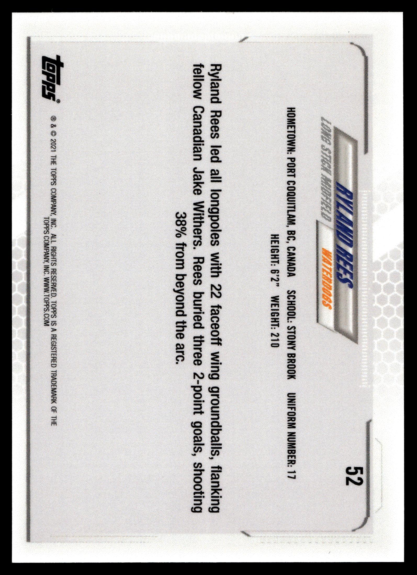 Ryland Rees 2021 Topps PLL First Edition Waterdogs #52
