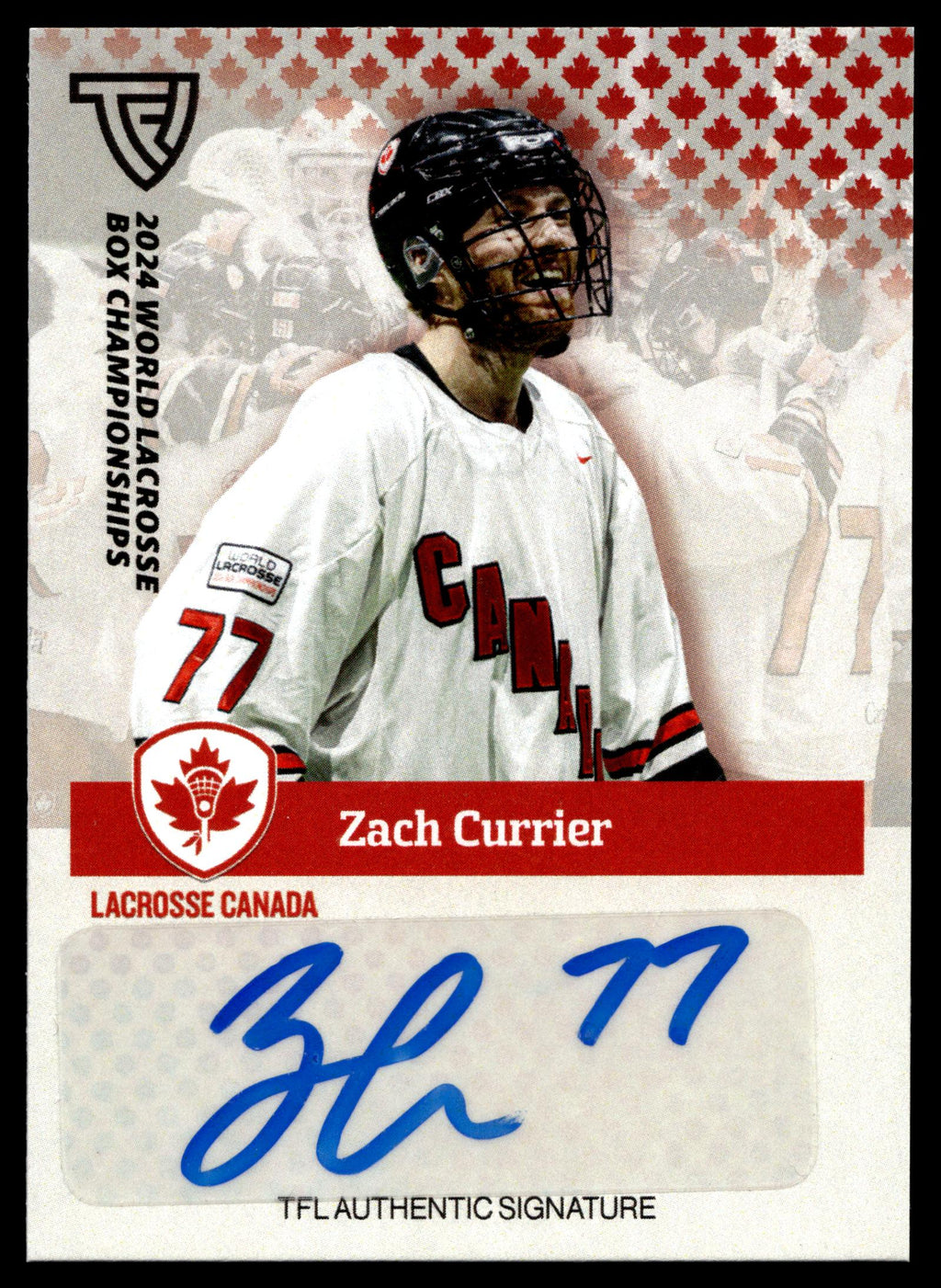 Zach Currier 2024 TFL WBLC Team Canada Base Auto