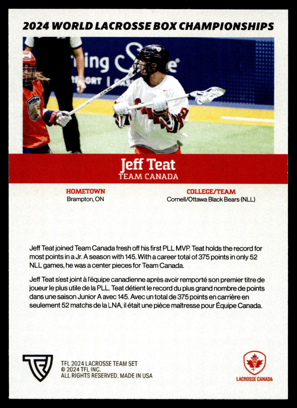 Jeff Teat 2024 TFL WBLC Team Canada