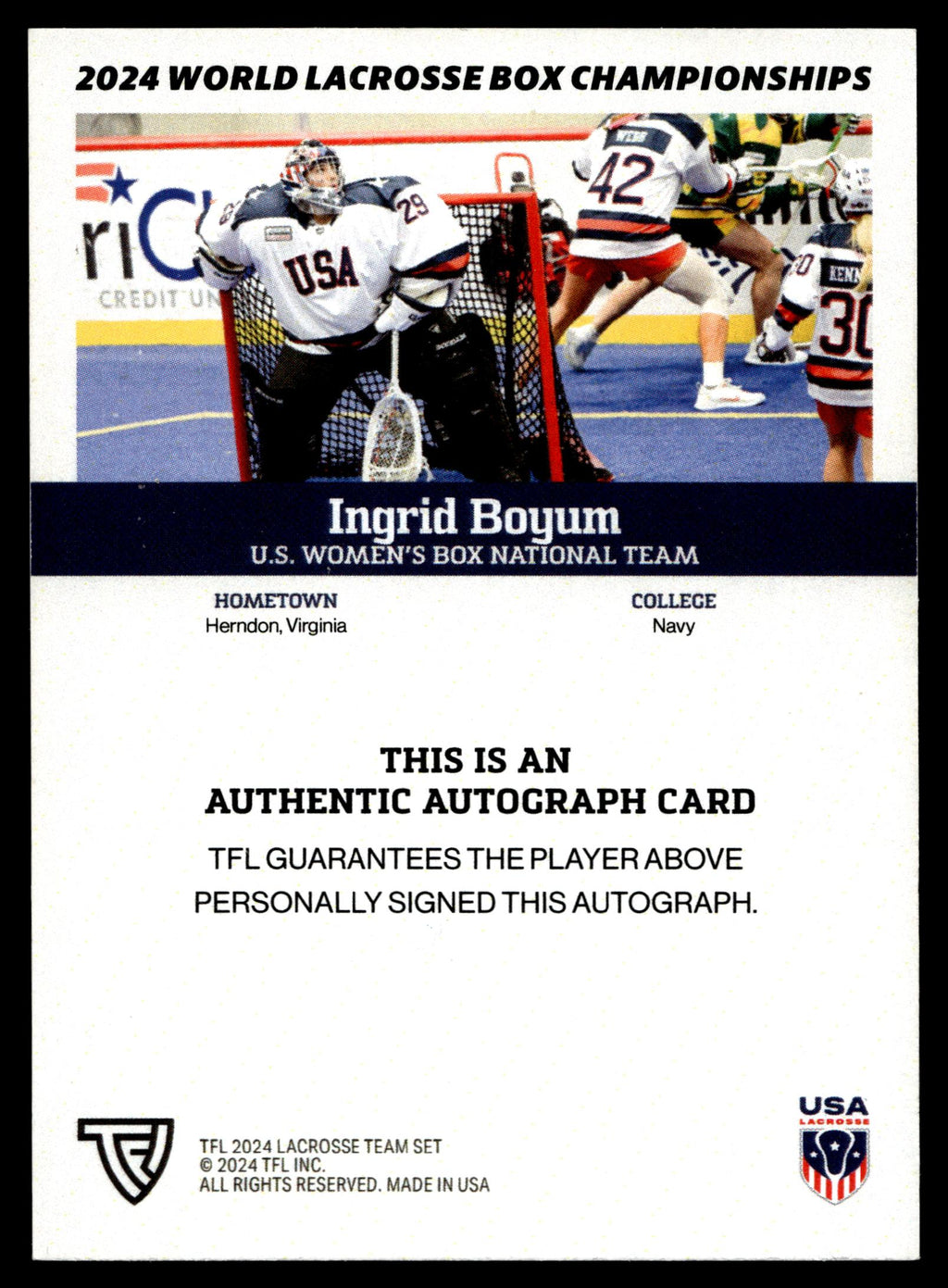 Ingrid Boyum 2024 TFL WBLC Team USA Base Auto