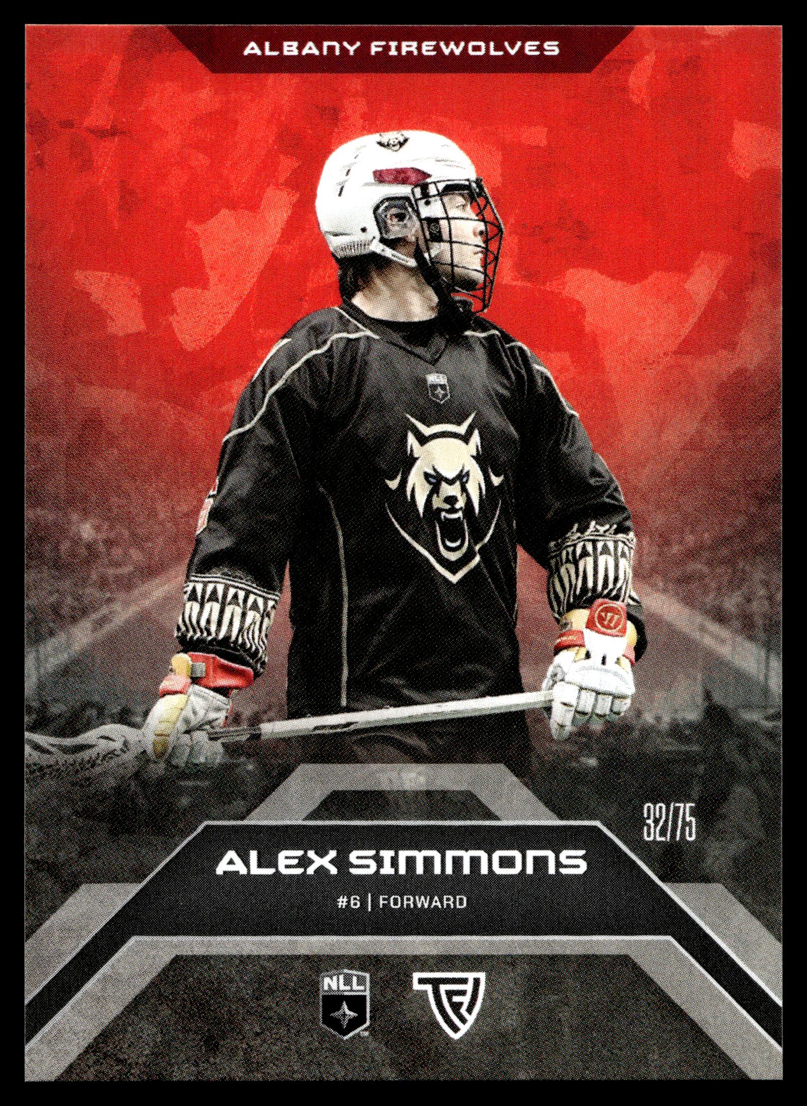 Alex Simmons 2025 TFL Sports NLL Albany Firewolves Home Floor 32/75 #92