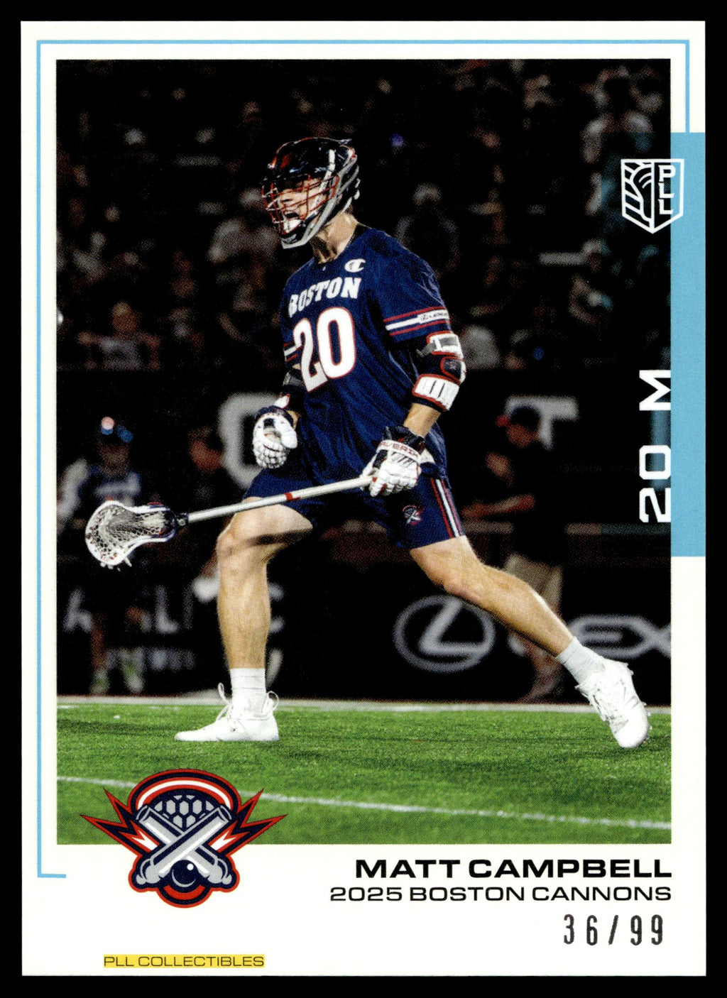 Matt Campbell 2025 PLL Flagship Boston Cannons Blue Parallel 36/99 #52