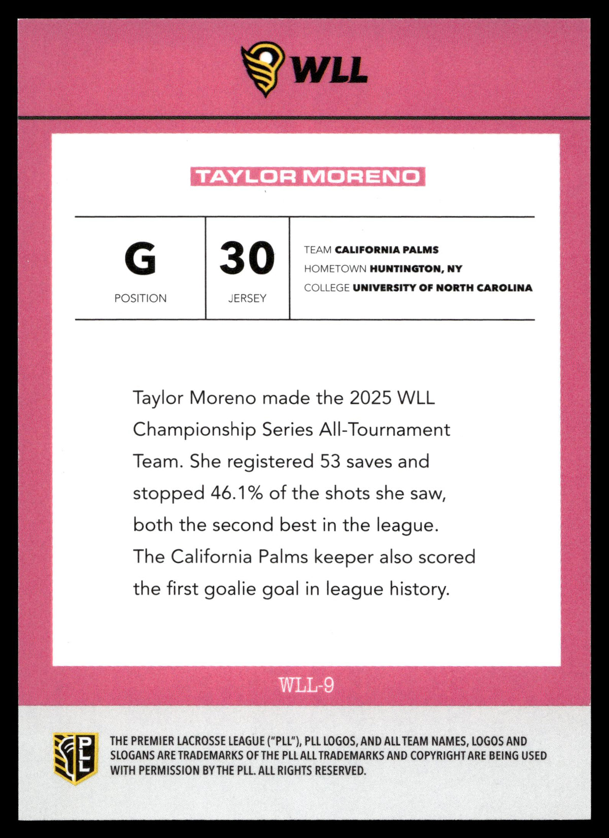 Ally Mastroianni 2026 PLL Fieldside II California Palms WLL Debut #WLL-9