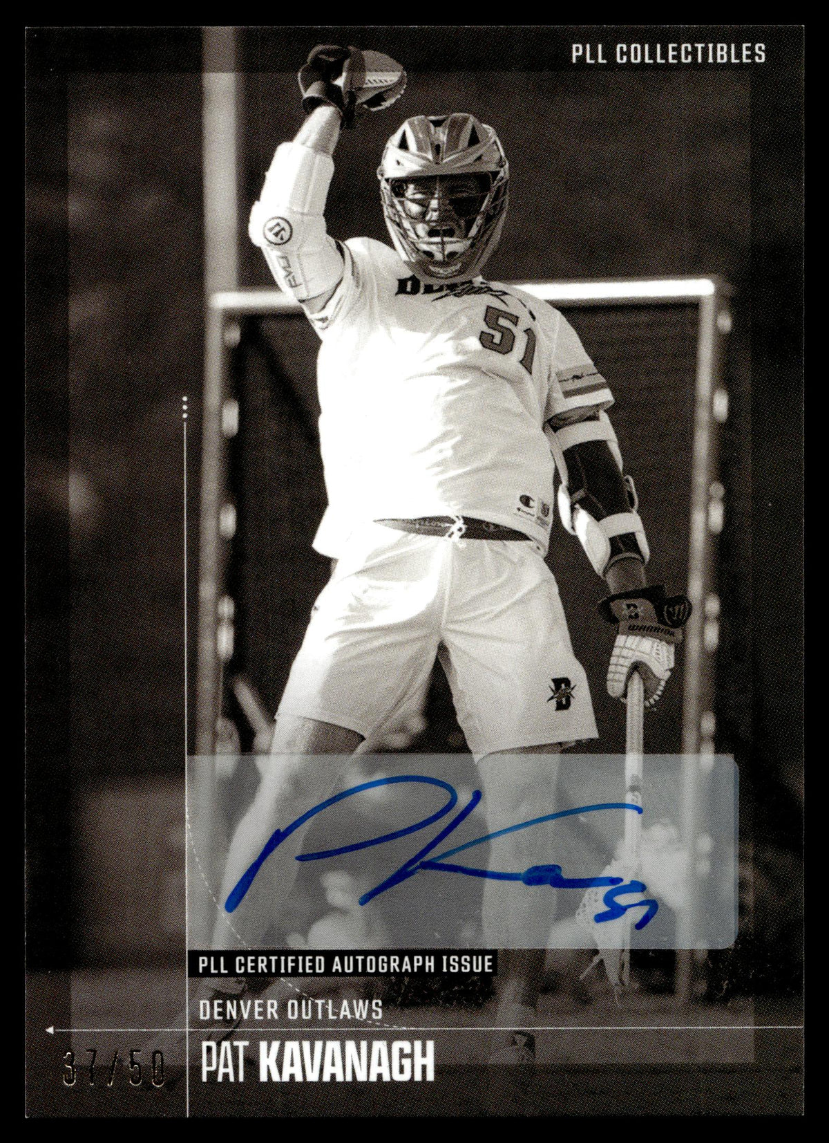 Pat Kavanagh 2026 PLL Fieldside II Denver Outlaws Black & White Auto 37/50 #22