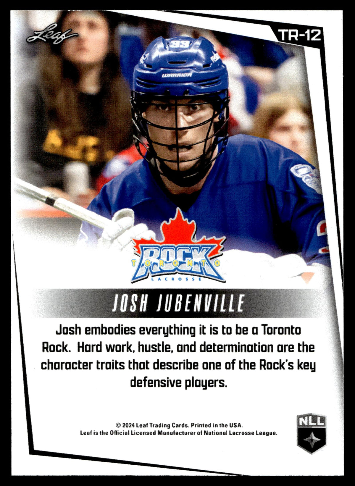 Josh Jubenville 2025 Leaf Toronto Rock #TR-12