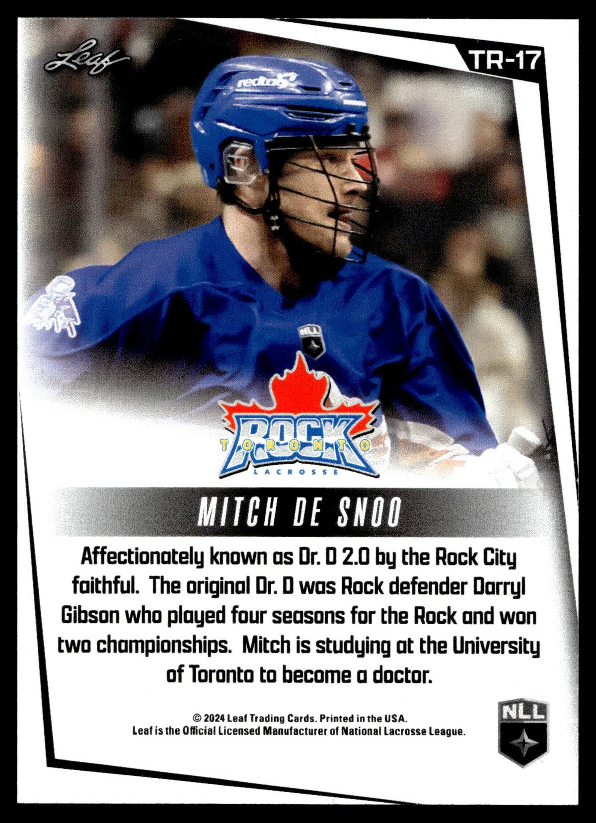 Mitch De Snoo 2025 Leaf Toronto Rock #TR-17