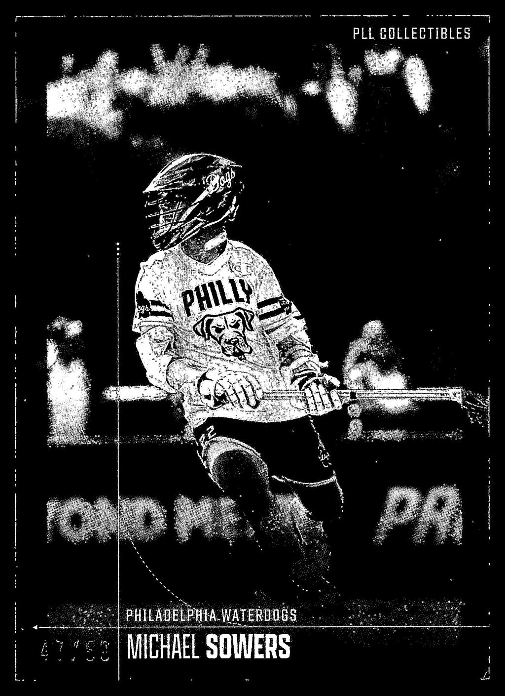 Michael Sowers 2026 PLL Fieldside II Philadelphia Waterdogs B & W 47/50 #41