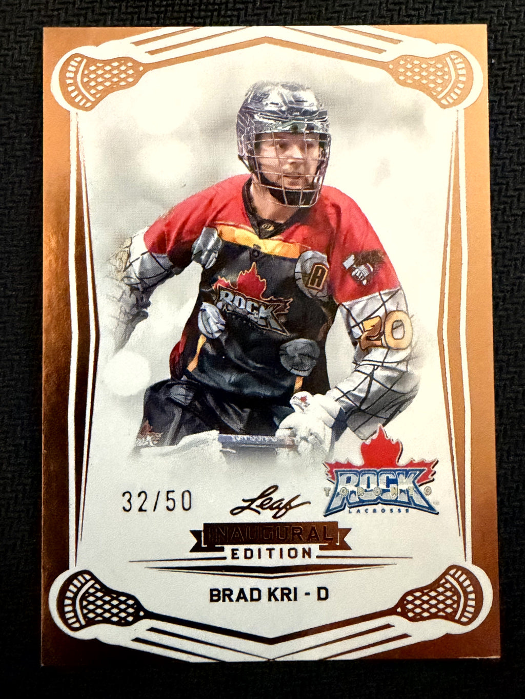 Brad Kri 2025 Leaf NLL Inaugural Toronto Rock Rose Gold 32/50 #9