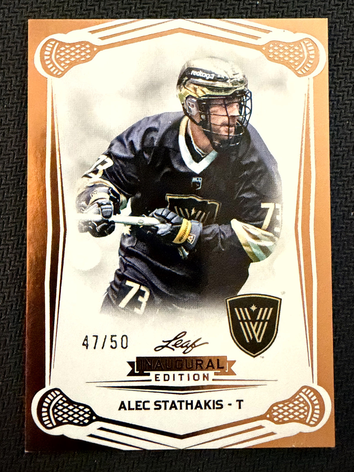 Alec Stathakis 2025 Leaf NLL Inaugural Vancouver Warriors Rose Gold 47/50 #3