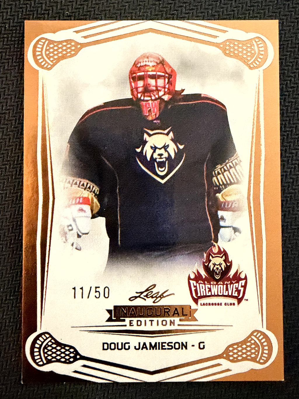 Doug Jamieson 2025 Leaf NLL Inaugural Albany Firewolves Rose Gold 11/50 #32