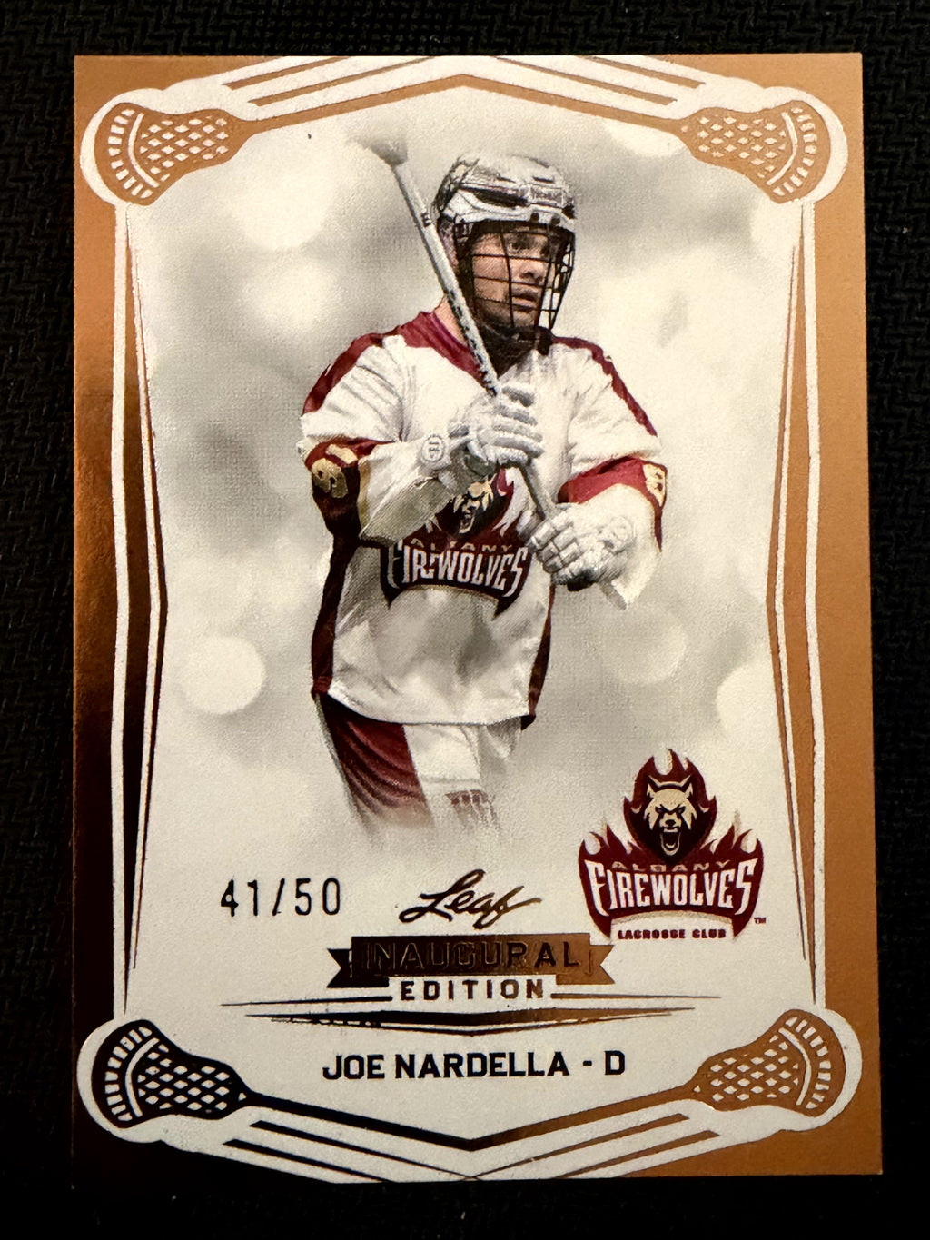 Joe Nardella 2025 Leaf NLL Inaugural Albany Firewolves Rose Gold 41/50 #47