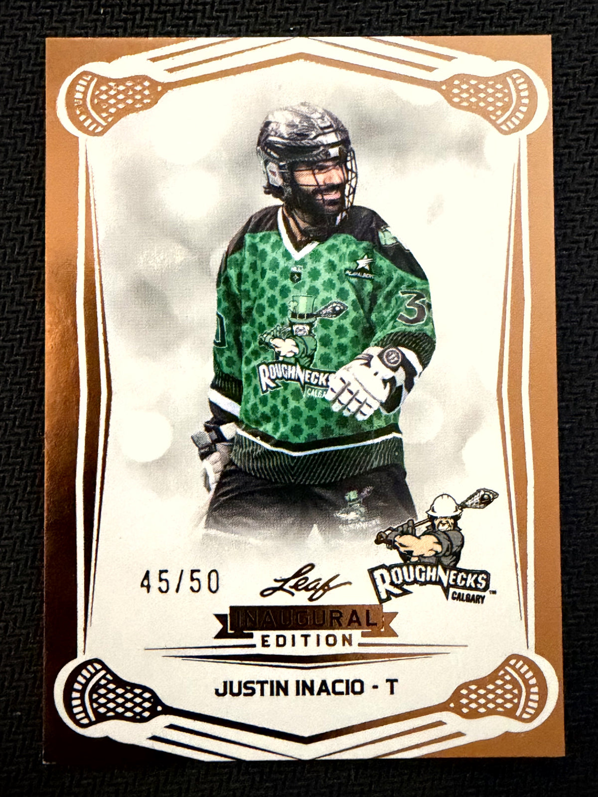 Justin Inacio 2025 Leaf NLL Inaugural Calgary Roughnecks Rose Gold 45/50 #53