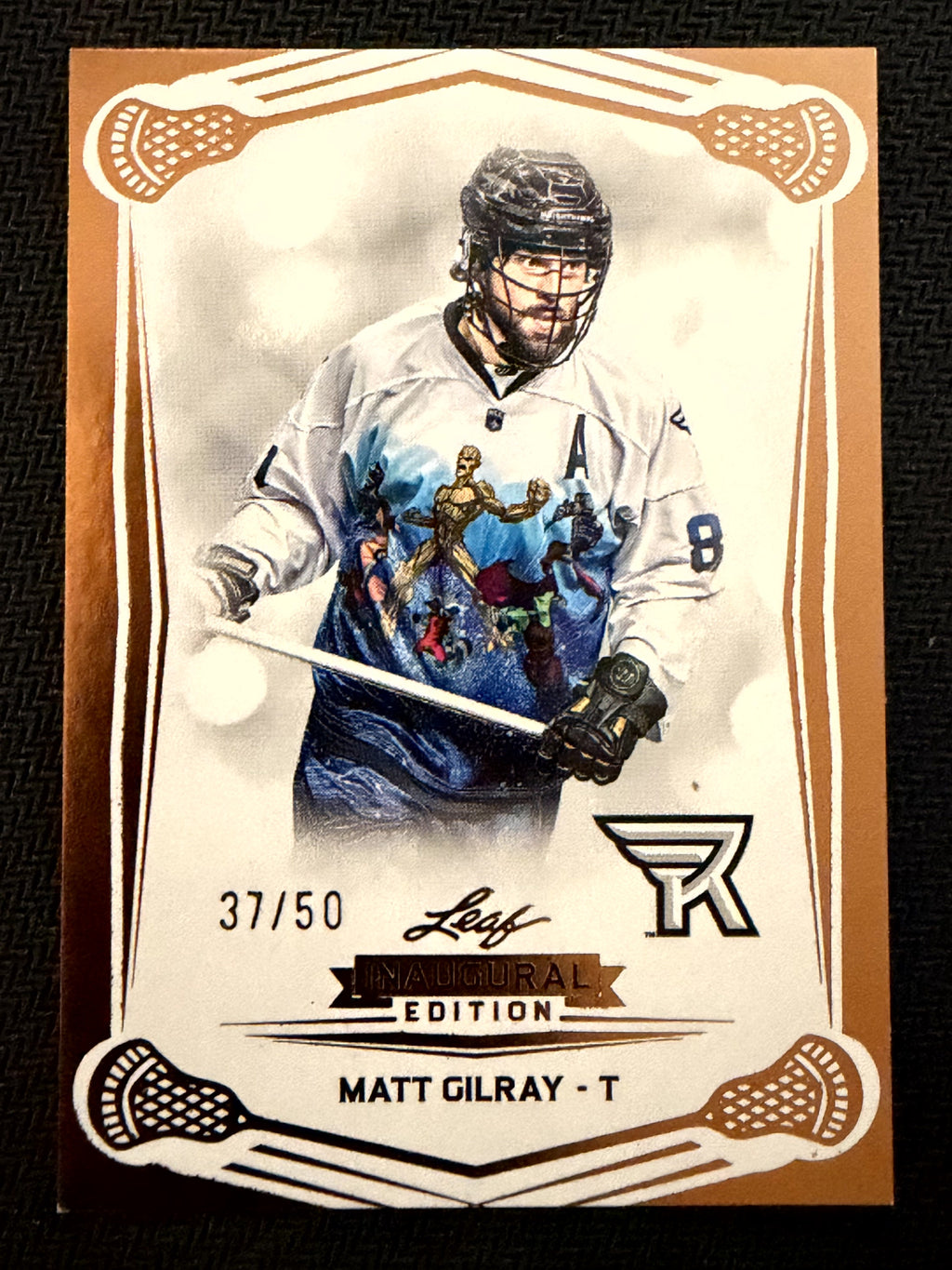 Matt Gilray 2025 Leaf NLL Inaugural Rochester Nighthawks Rose Gold 37/50 #63