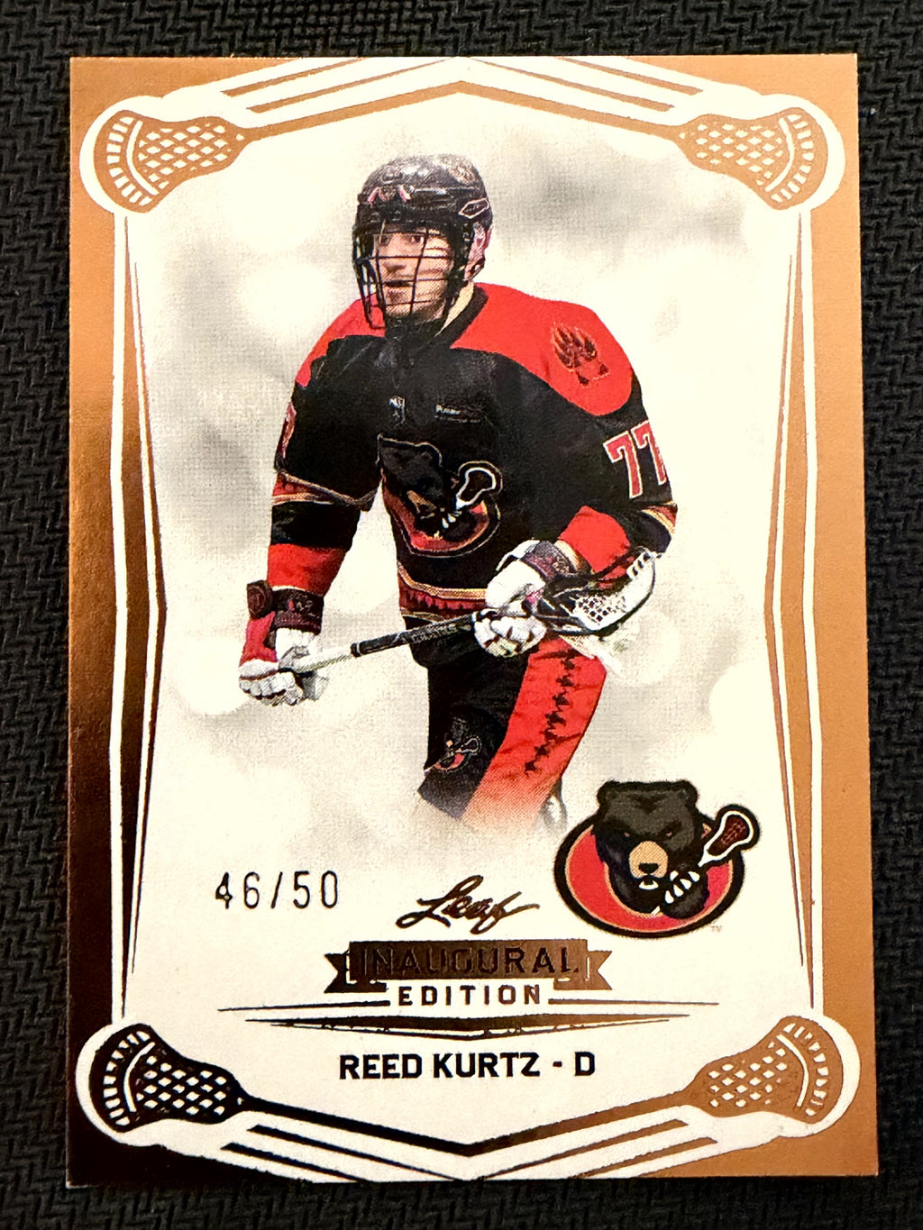 Reed Kurtz 2025 Leaf NLL Inaugural Ottawa Black Bears Rose Gold 46/50 #73