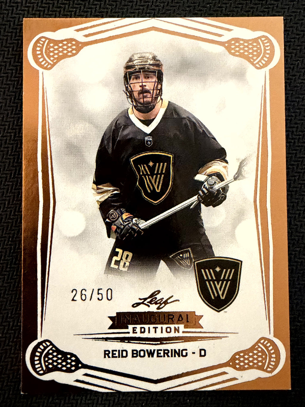 Reid Bowering 2025 Leaf NLL Inaugural Vancouver Warriors Rose Gold 26/50 #74