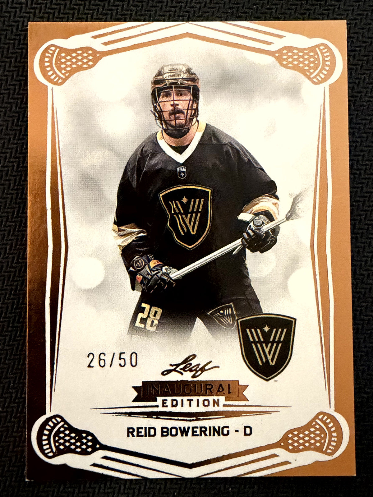 Reid Bowering 2025 Leaf NLL Inaugural Vancouver Warriors Rose Gold 26/50 #74