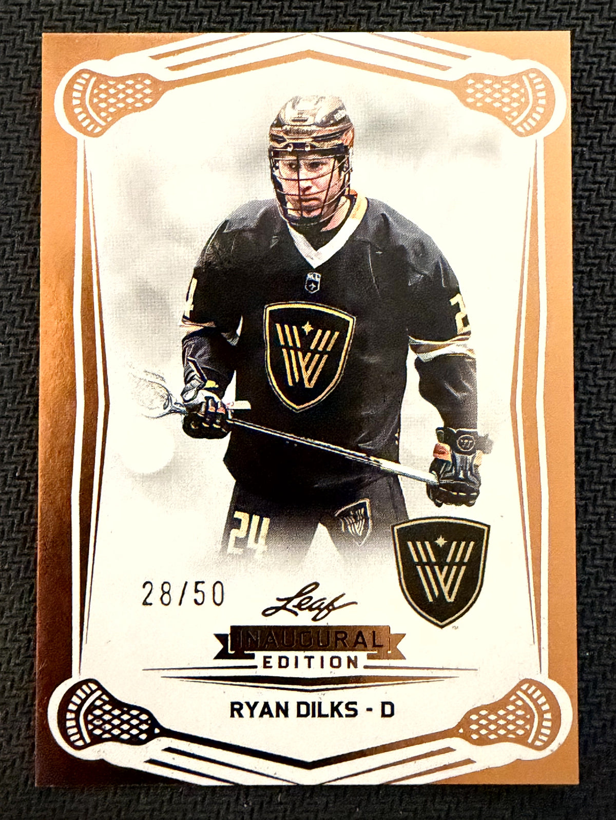 Ryan Dilks 2025 Leaf NLL Inaugural Vancouver Warriors Rose Gold 28/50 #78