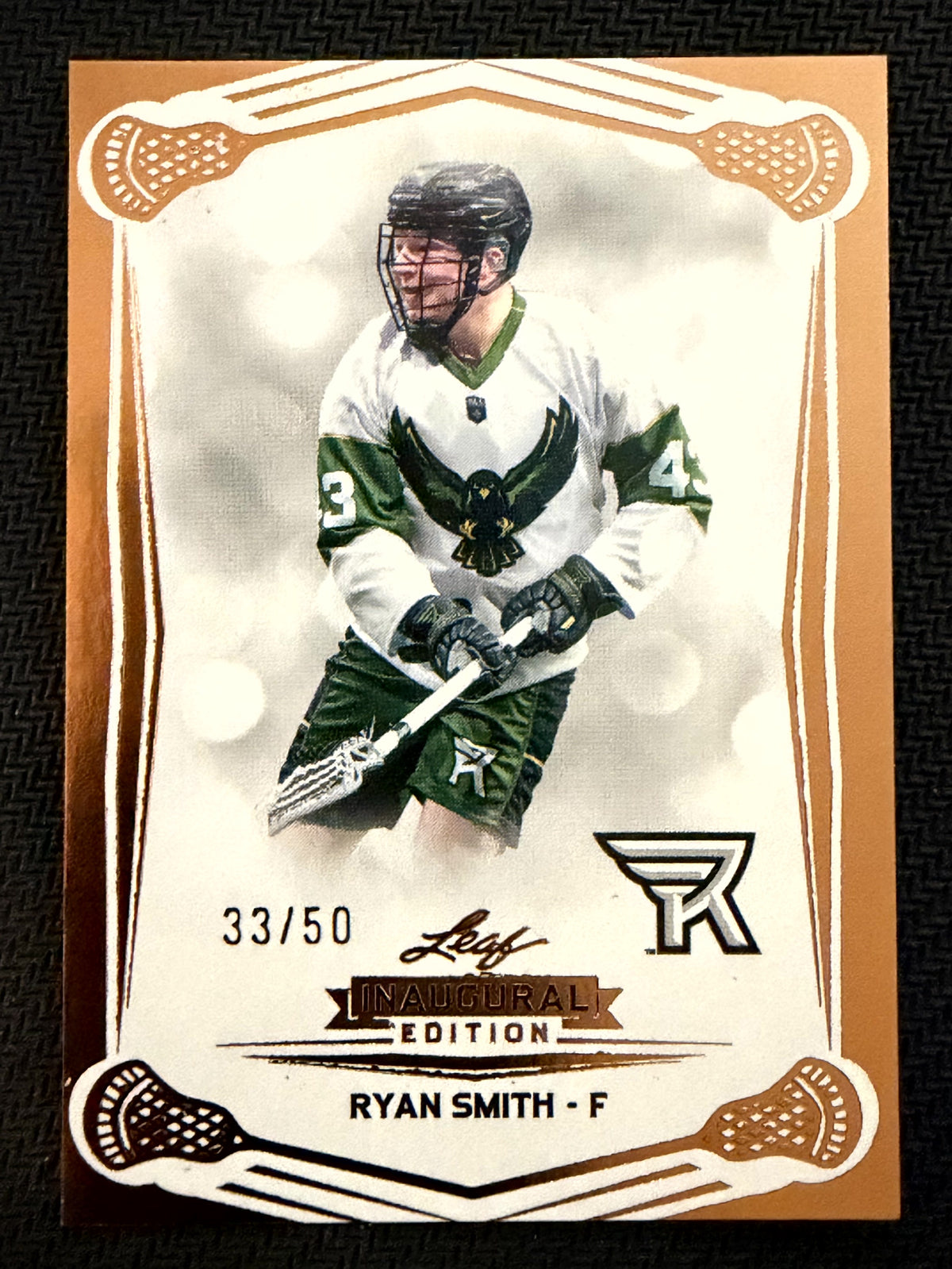 Ryan Smith 2025 Leaf NLL Inaugural Rochester Nighthawks Rose Gold 33/50 #82