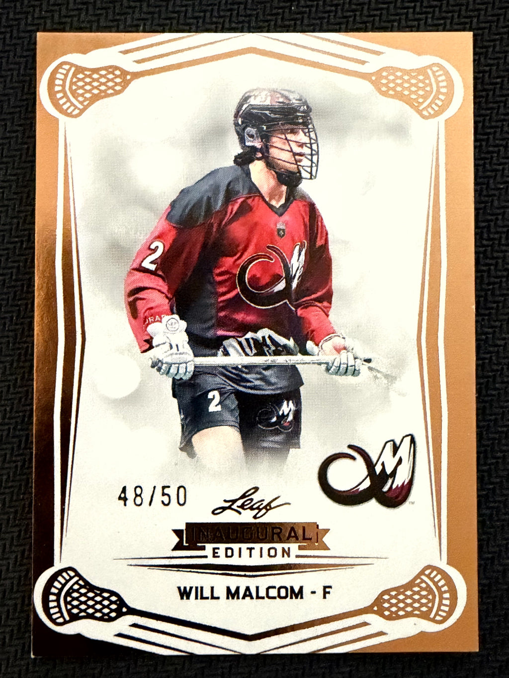Will Malcom 2025 Leaf NLL Inaugural Colorado Mammoth Rose Gold 48/50 #97