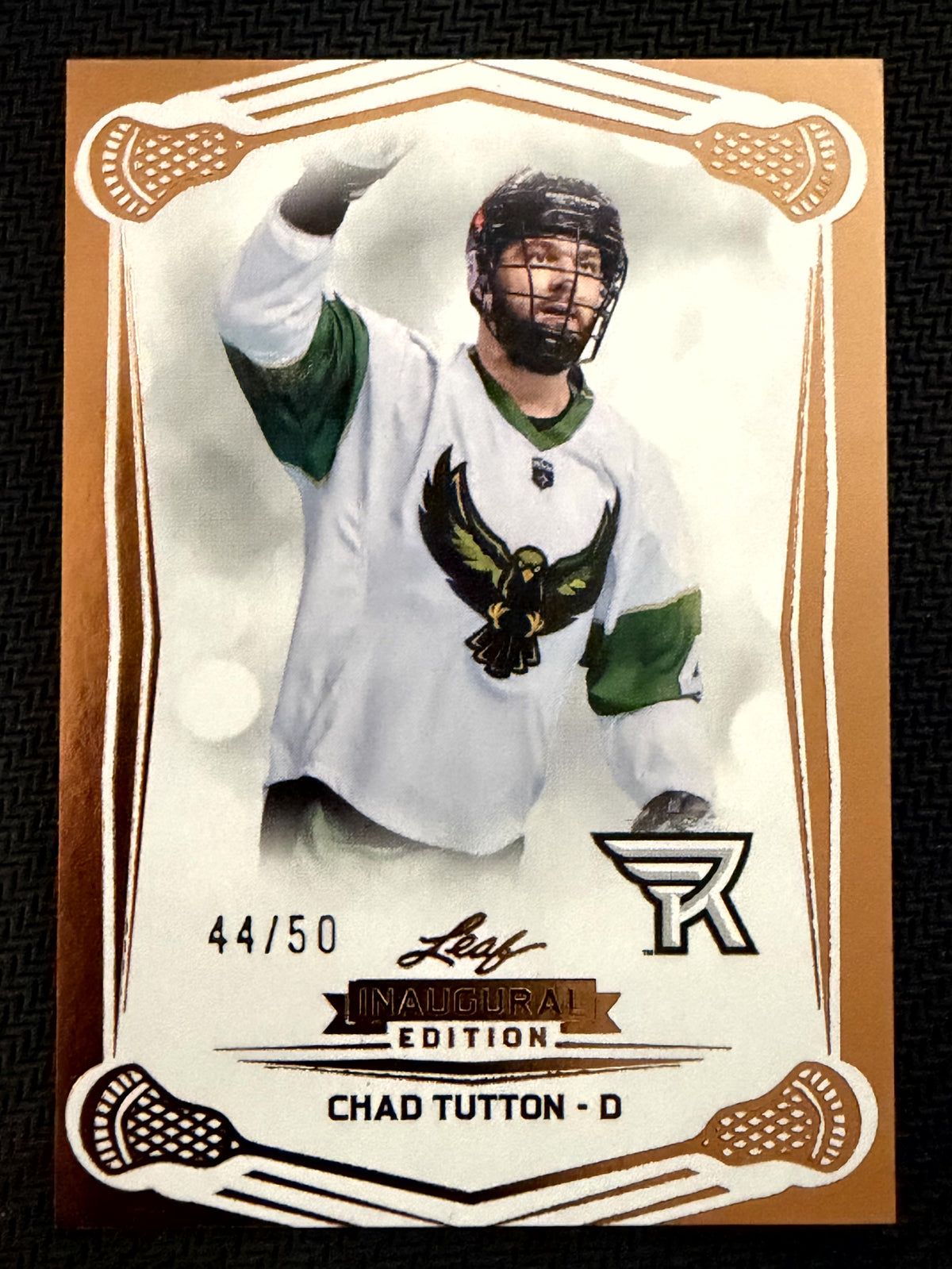 Chad Tutton 2025 Leaf NLL Inaugural Rochester Nighthawks Rose Gold 44/50 #15
