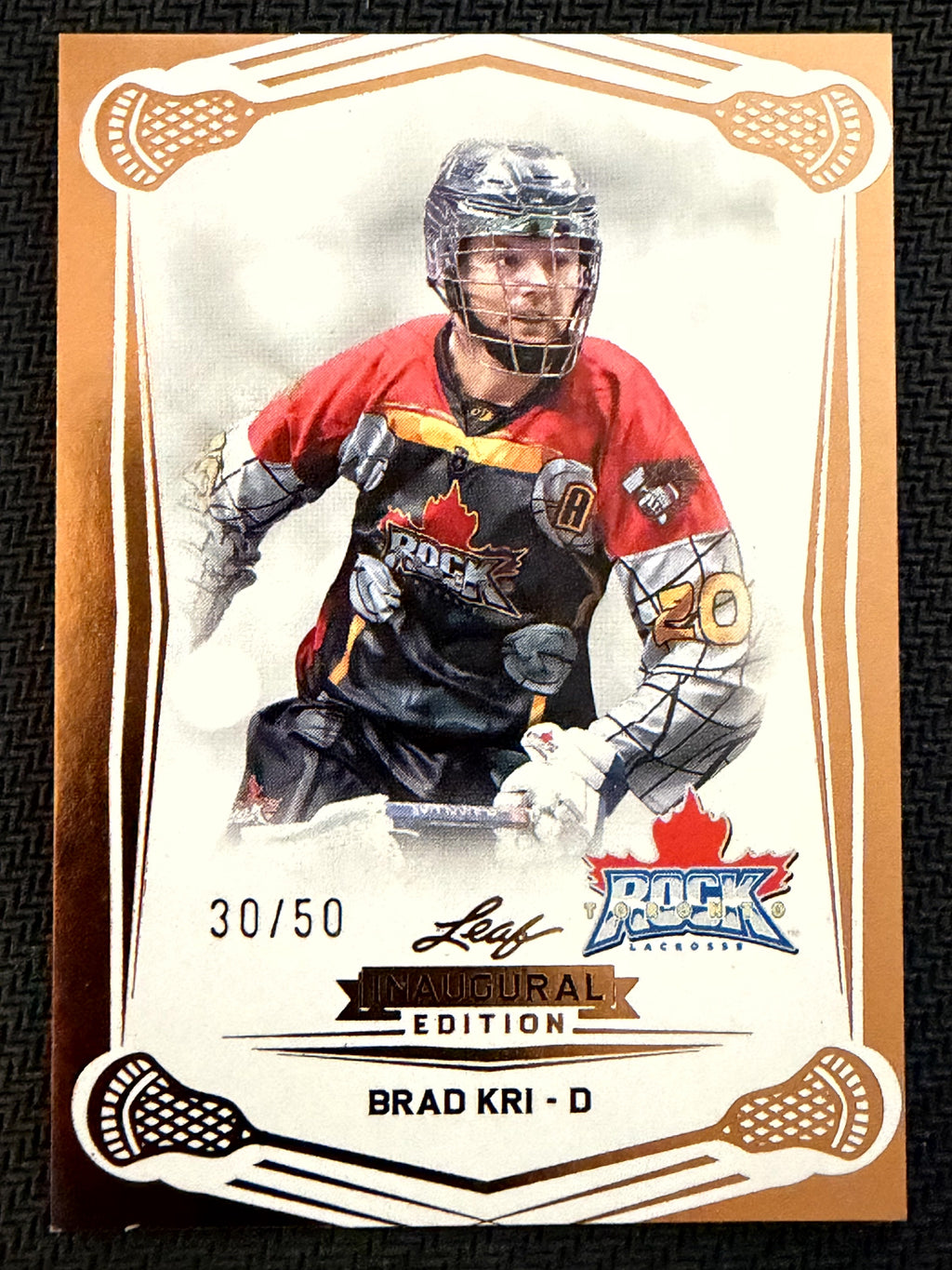 Brad Kri 2025 Leaf NLL Inaugural Toronto Rock Rose Gold 30/50 #9