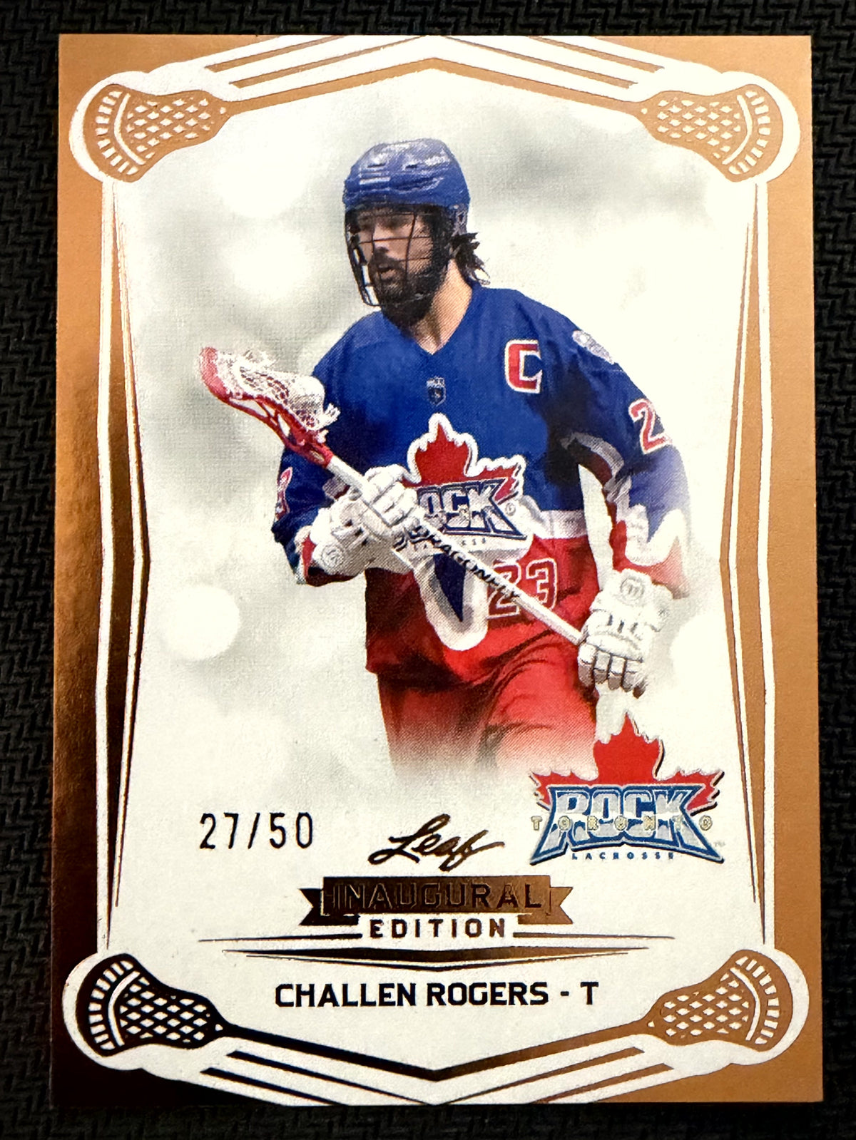 Challen Rogers 2025 Leaf NLL Inaugural Toronto Rock Rose Gold 27/50 #16