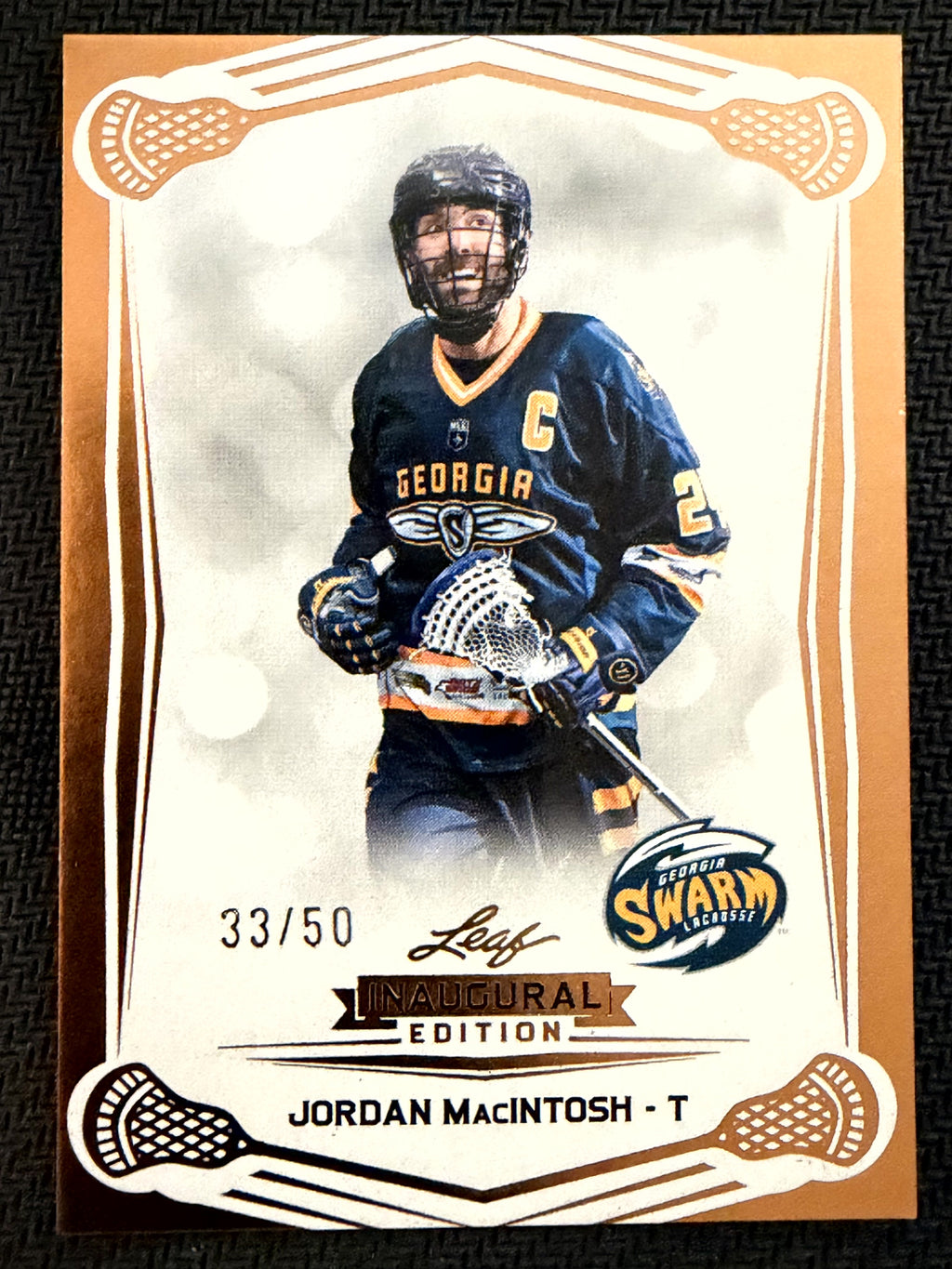 Jordan MacIntosh 2025 Leaf NLL Inaugural Georgia Swarm Rose Gold 33/50 #50