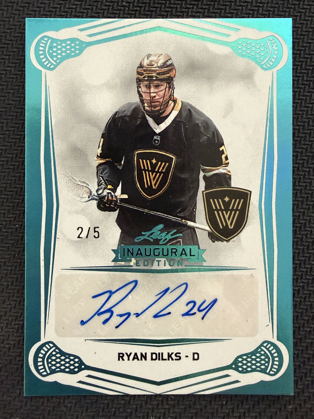Ryan Dilks 2025 Leaf NLL Inaugural Vancouver Warriors Platinum Auto 2/5 #BA-RD1