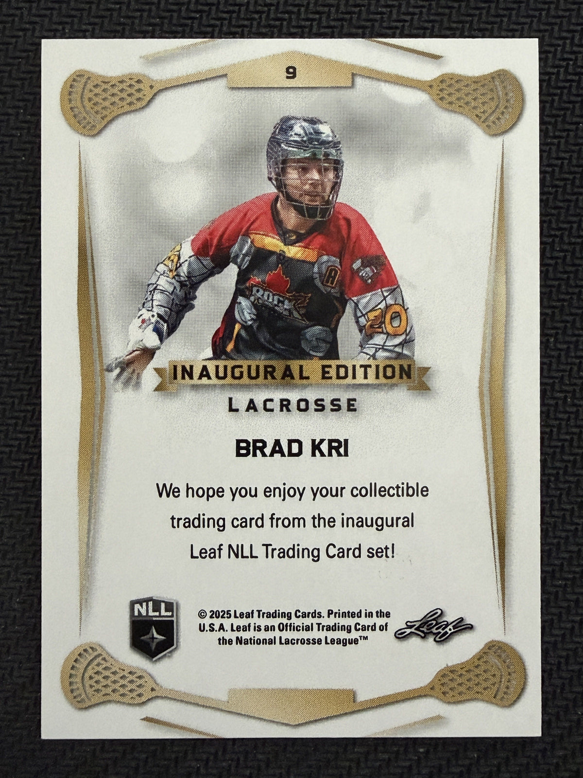 Brad Kri 2025 Leaf NLL Inaugural Toronto Rock Platinum Base 2/5 #9