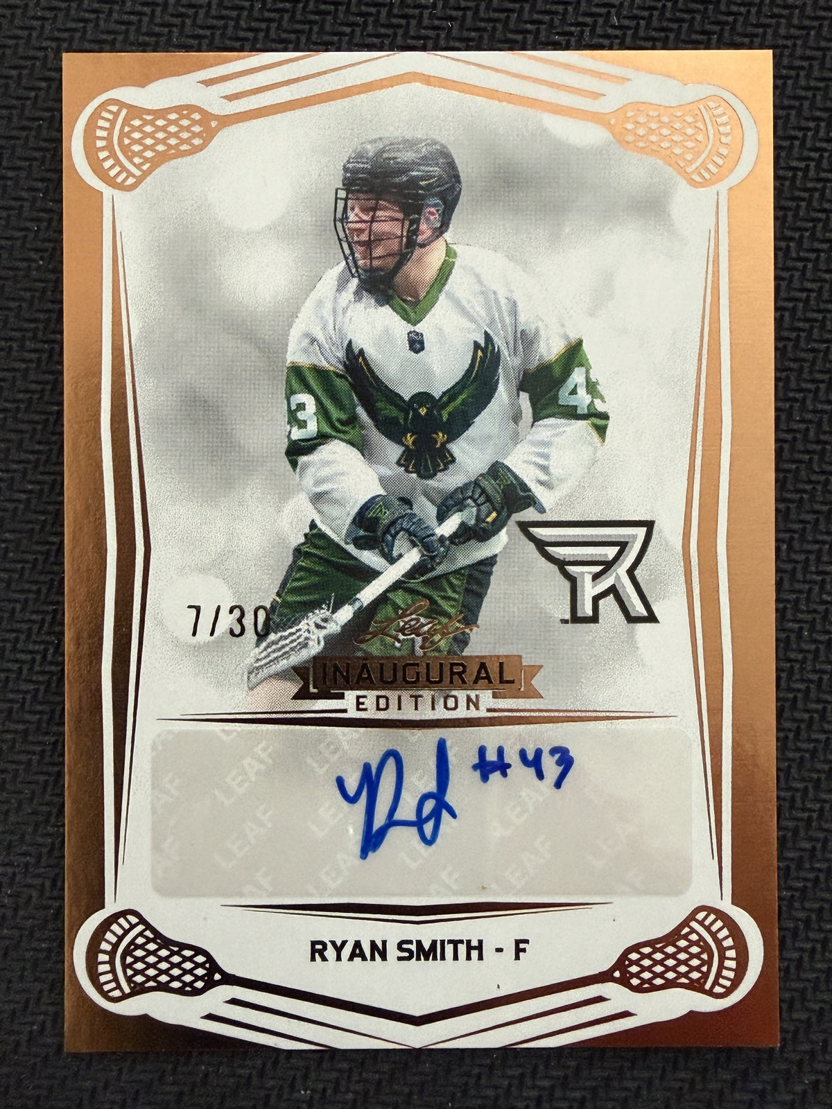 Ryan Smith 2025 Leaf NLL Inaugural Rochester Nighthawks Rose Gold Auto 7/30 #BA-RS2