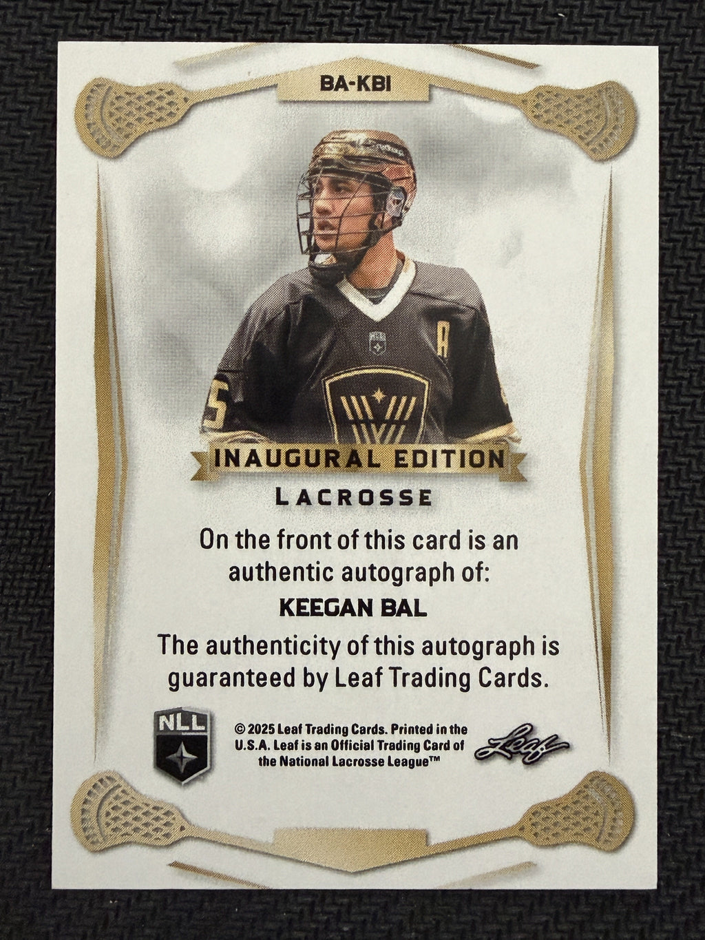 Keegan Bal 2025 Leaf NLL Inaugural Vancouver Warriors Rose Gold Auto 27/30 #BA-KB1
