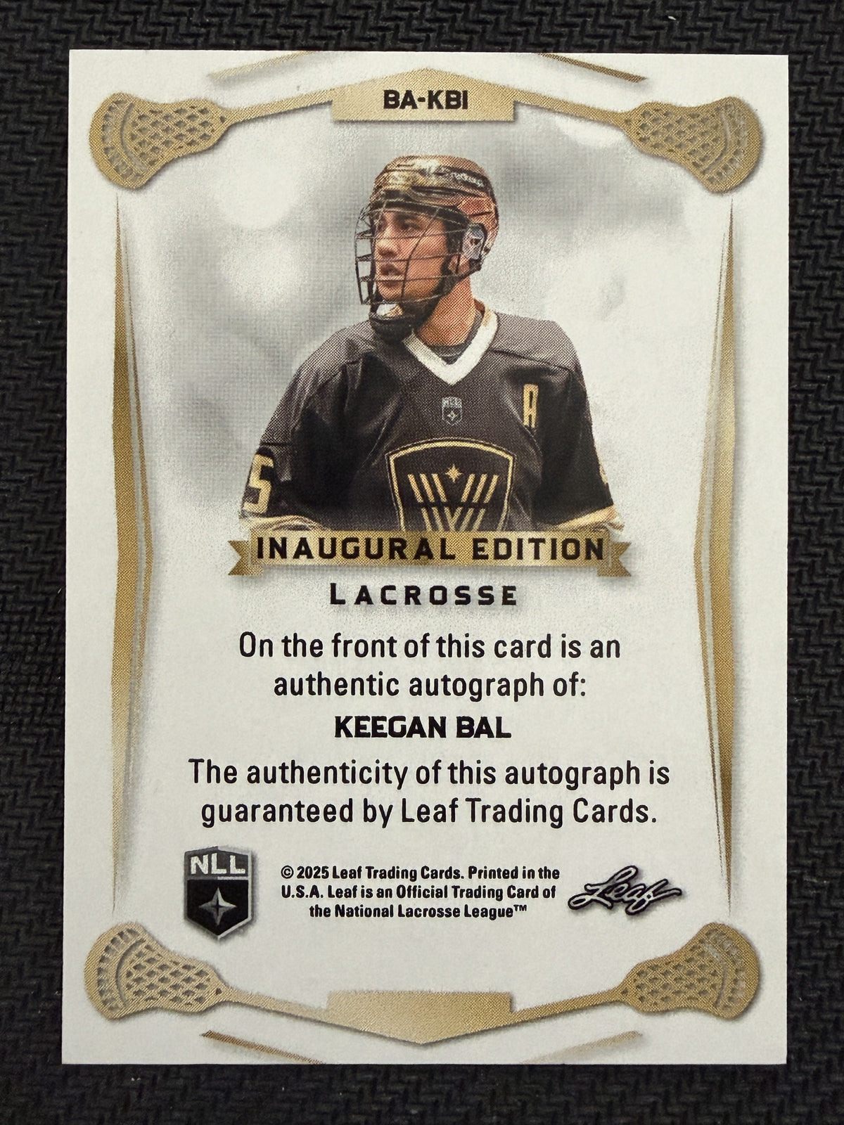 Keegan Bal 2025 Leaf NLL Inaugural Vancouver Warriors Rose Gold Auto 27/30 #BA-KB1