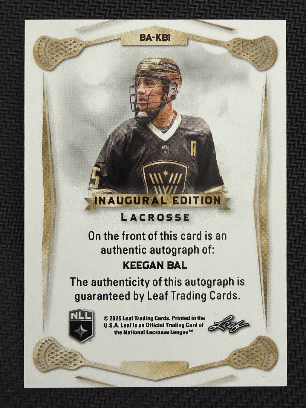 Keegan Bal 2025 Leaf NLL Inaugural Vancouver Warriors Rose Gold Auto 22/30 #BA-KB1