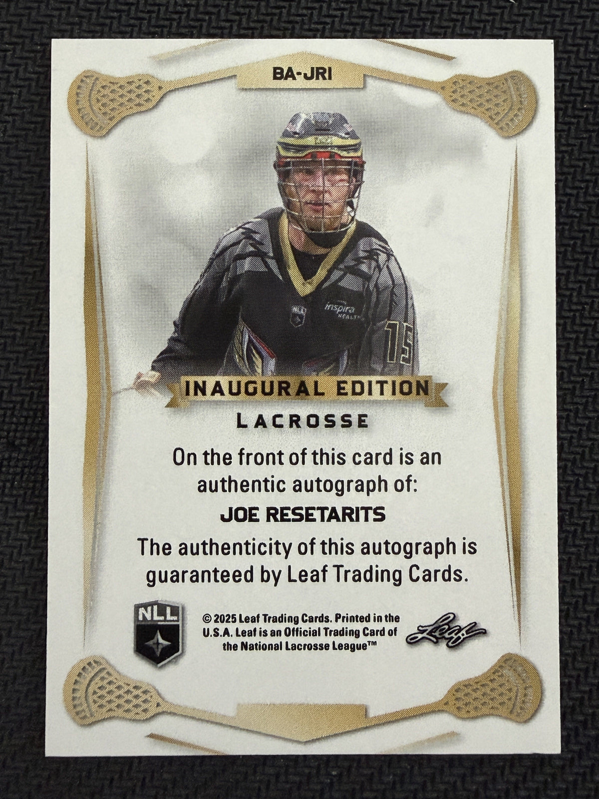 Joe Resetarits 2025 Leaf NLL Inaugural Philadelphia Wings Rose Gold Auto 24/30 #BA-JR1
