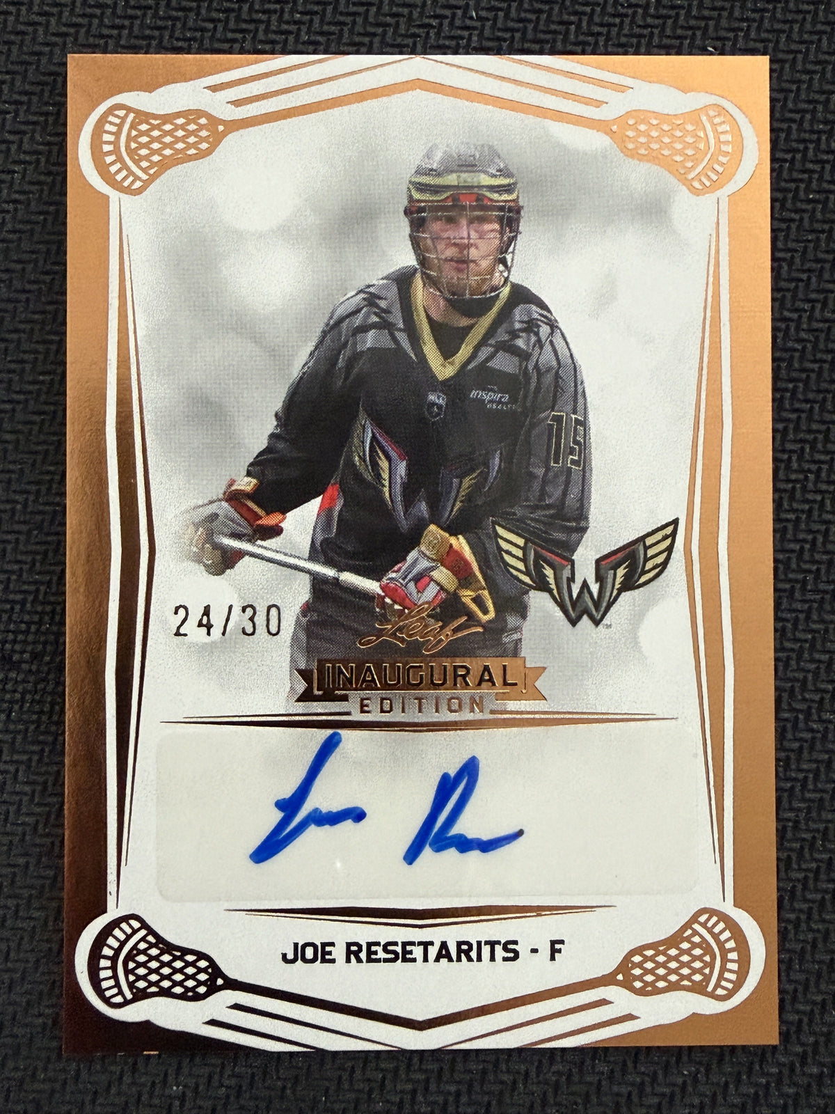 Joe Resetarits 2025 Leaf NLL Inaugural Philadelphia Wings Rose Gold Auto 24/30 #BA-JR1
