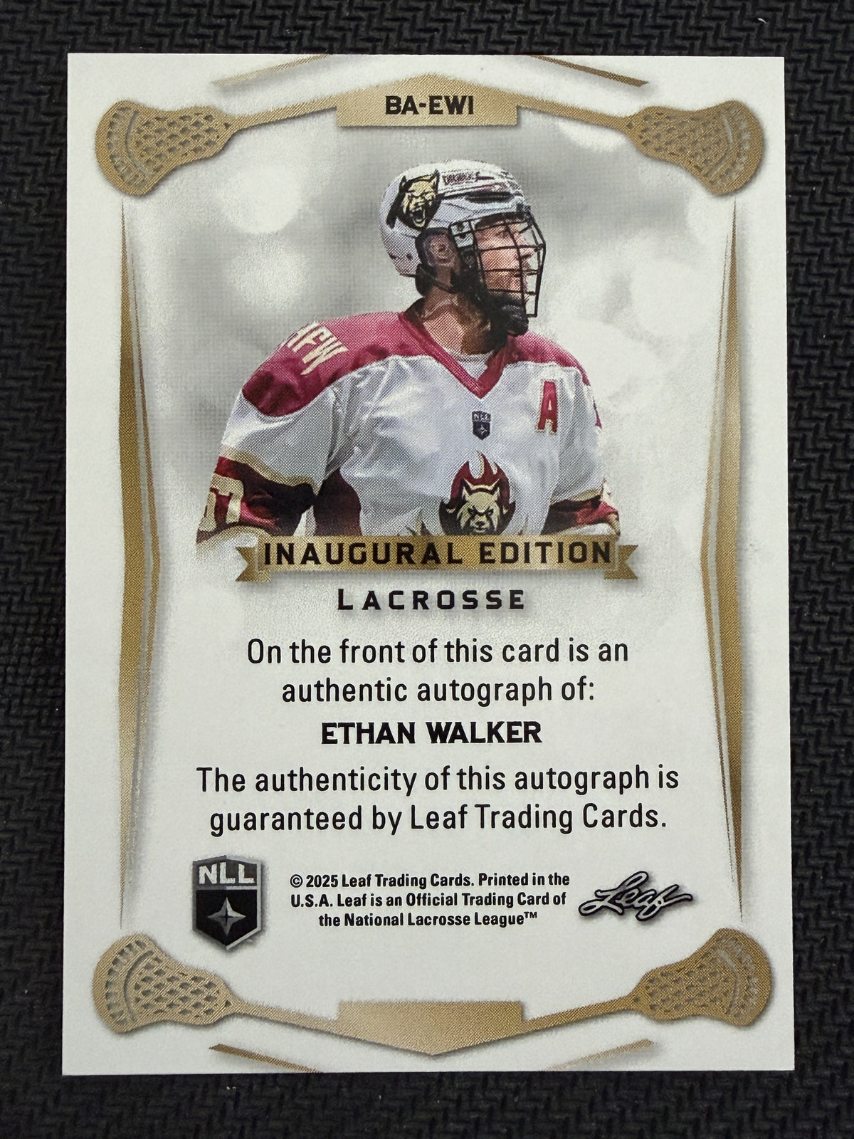 Ethan Walker 2025 Leaf NLL Inaugural Albany Firewolves Rose Gold Auto 29/30 #BA-EW1