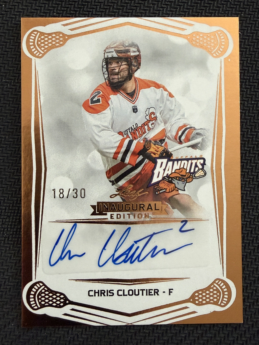 Chris Cloutier 2025 Leaf NLL Inaugural Buffalo Rose Gold Auto 18/30 #BA-CC1