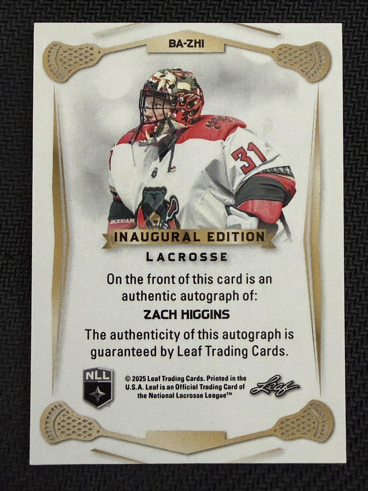 Chris Cloutier 2025 Leaf NLL Inaugural Ottawa Black Bears Silver Auto 8/25 #BA=ZH1